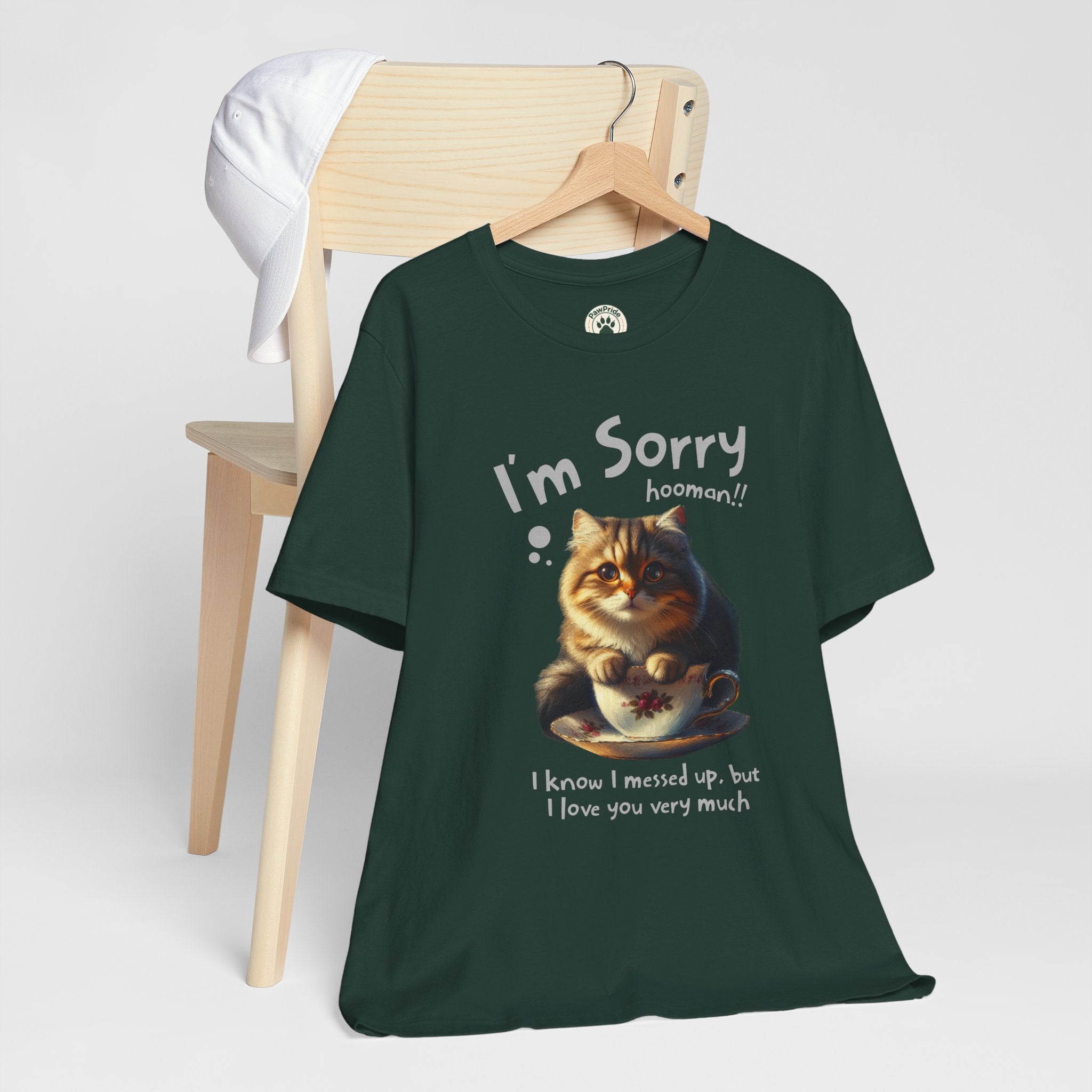 Sorry Kitten T‑Shirt – Cute Apology Cat Tee (‘I’m Sorry hooman!! I know I messed up, but I love you very much’)