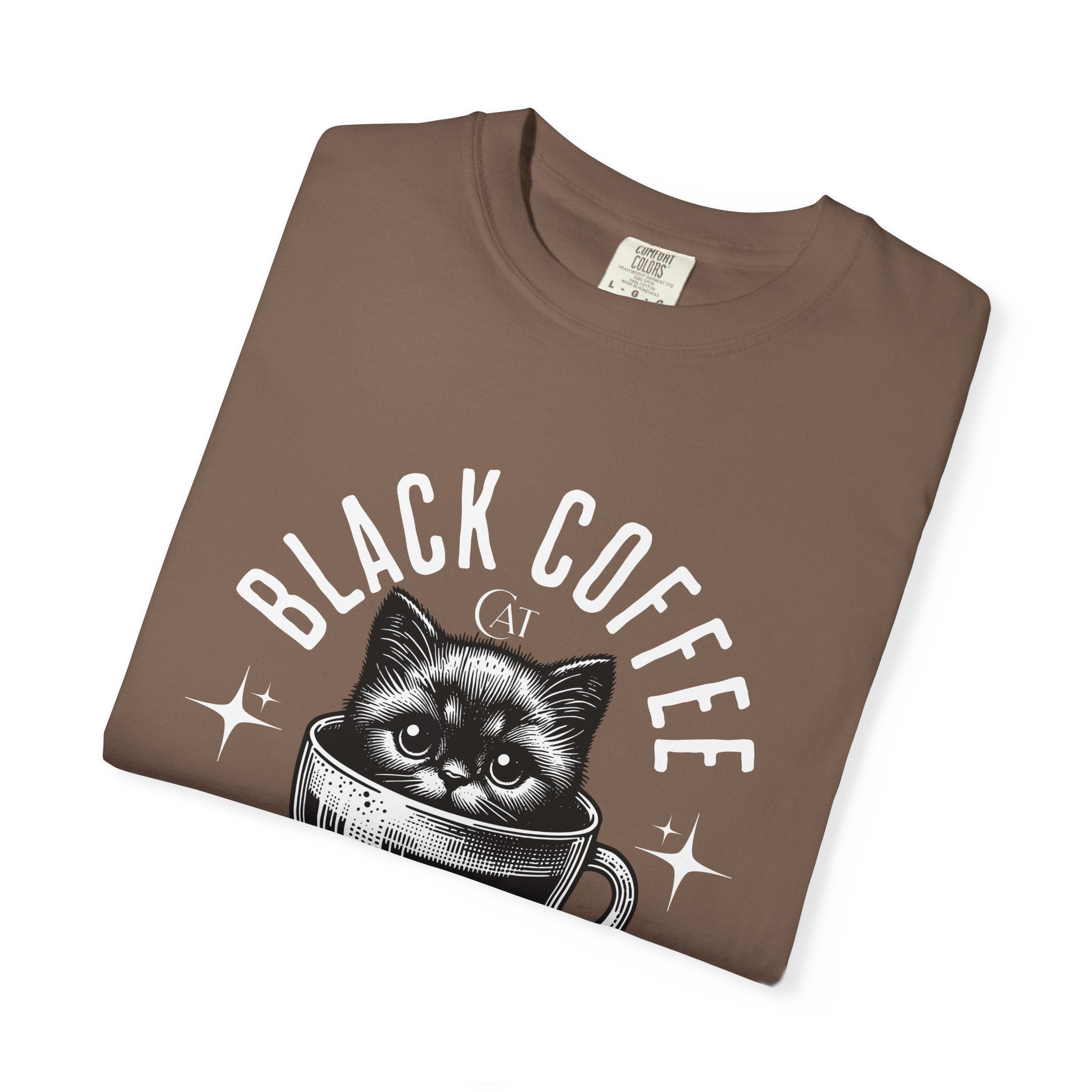 Black Coffee Cat T-Shirt — Cute Cat in Coffee Cup Graphic Tee