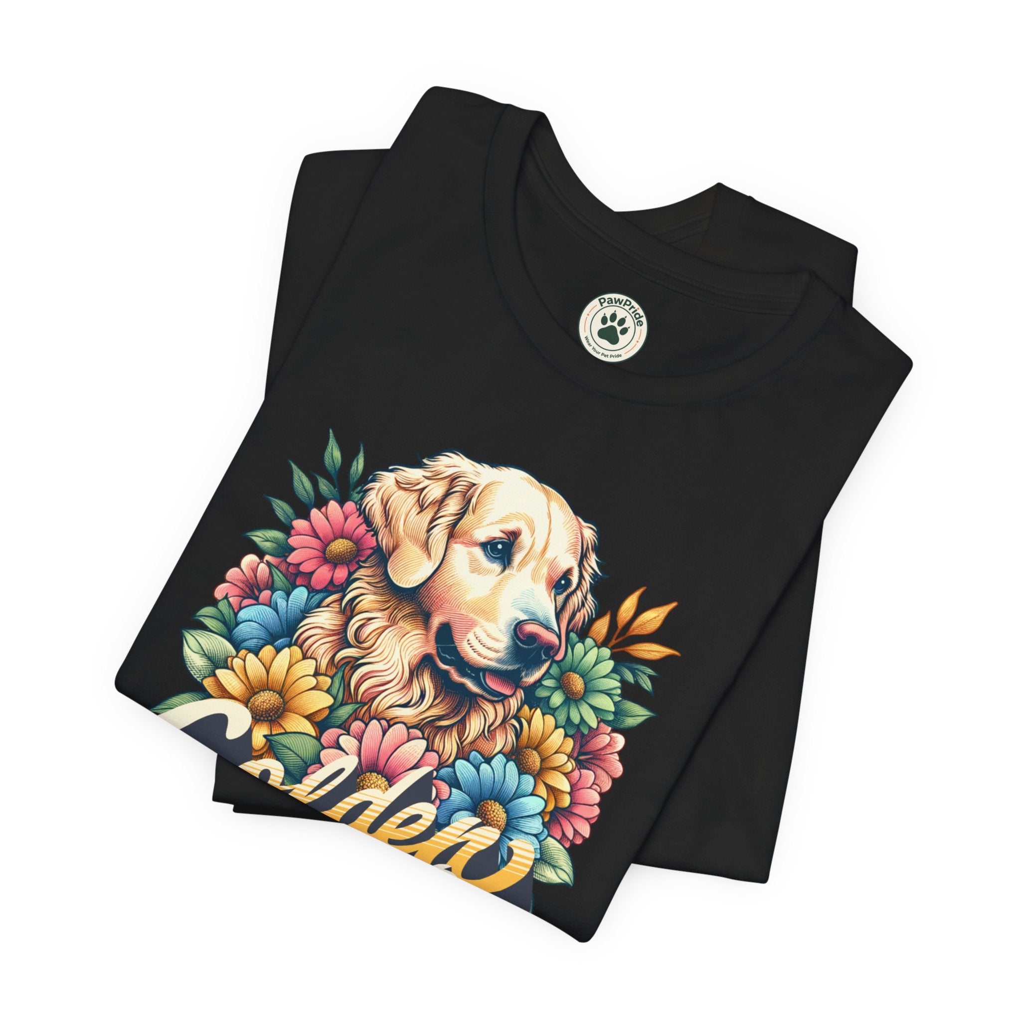 Golden Heart T-Shirt — Retro Floral Golden Retriever Tee
