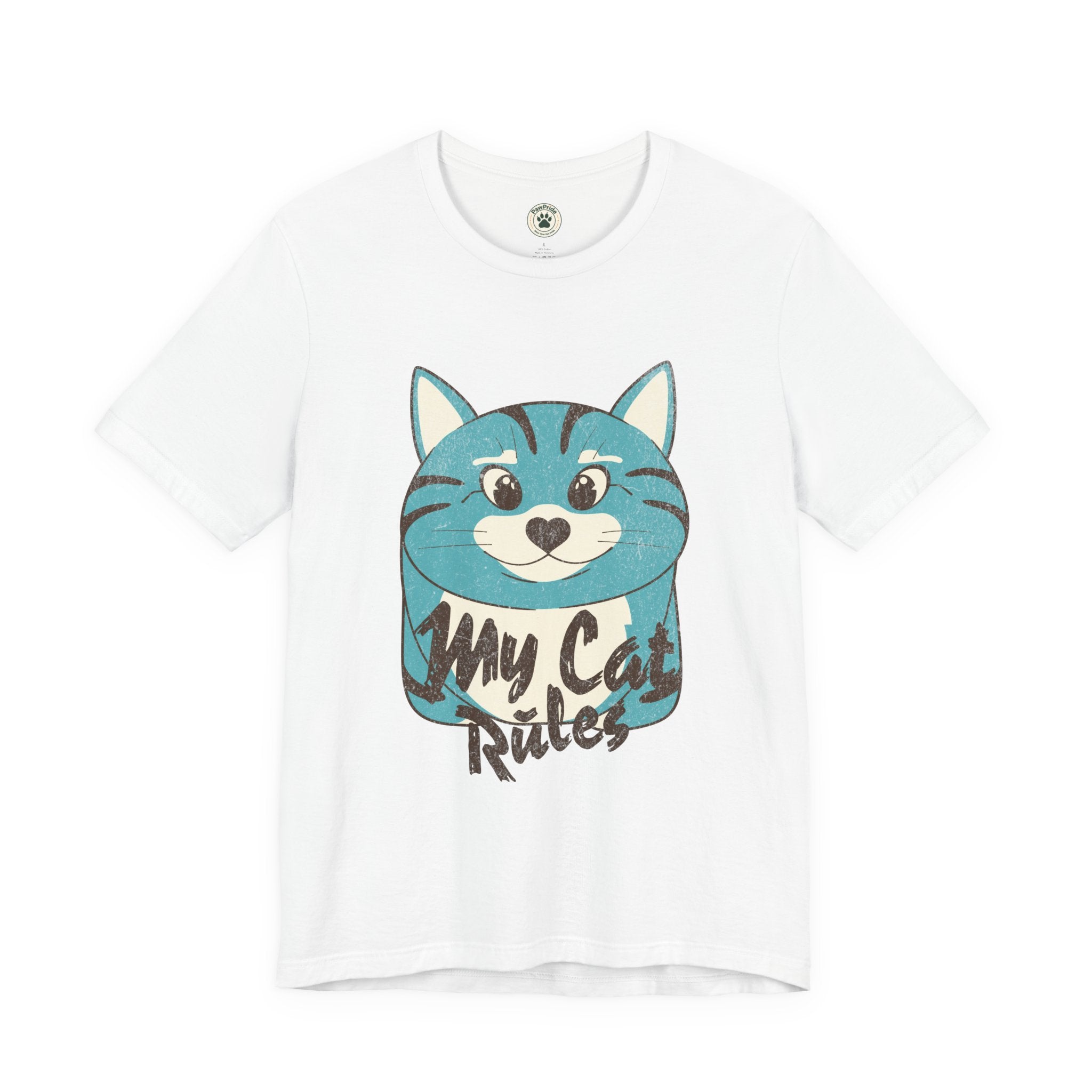 My Cat Rules T-Shirt — Cute Blue Cat Graphic Tee for Cat Lovers