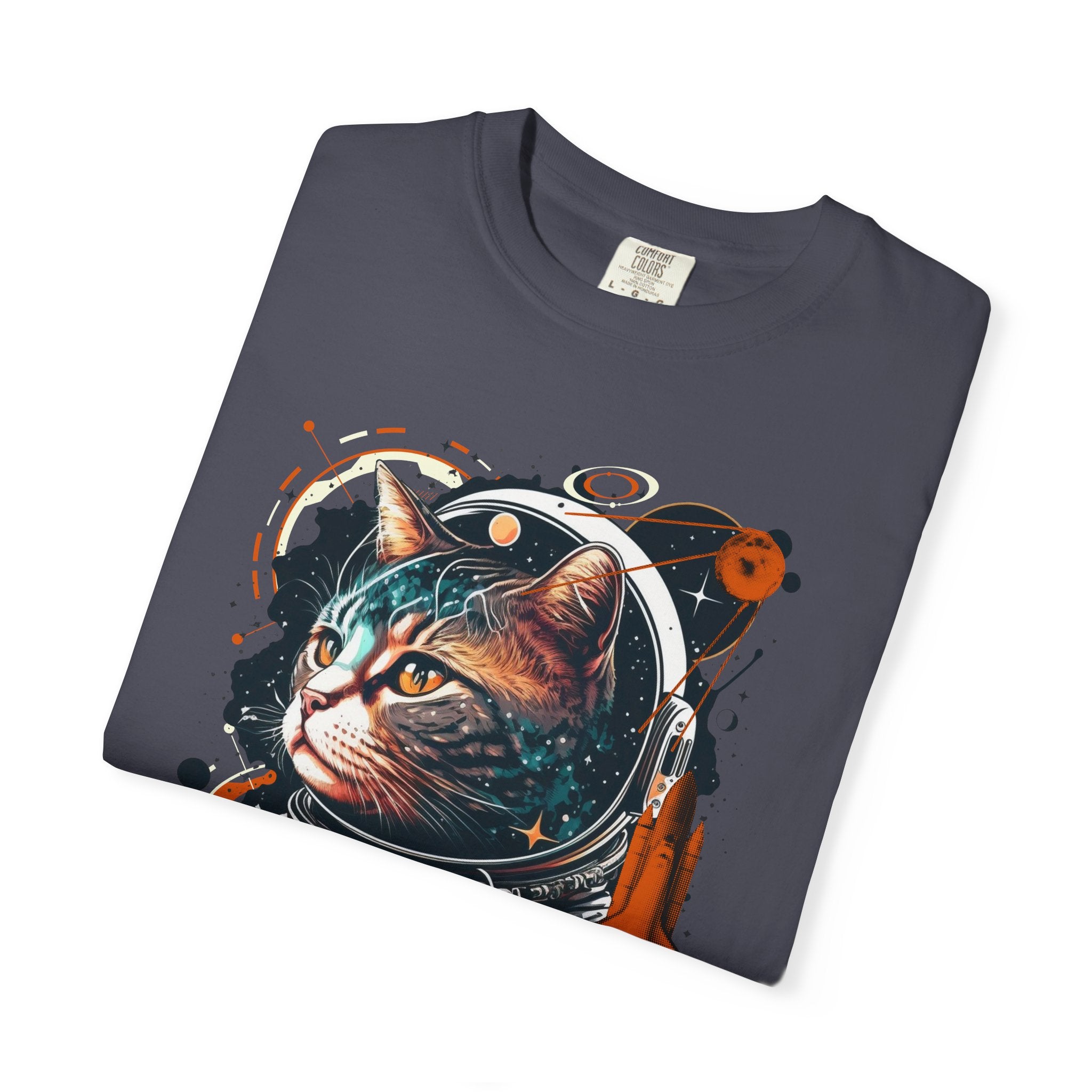 Astronaut Cat Graphic T-Shirt — 'Cabonaut' Retro Space Helmet Tee