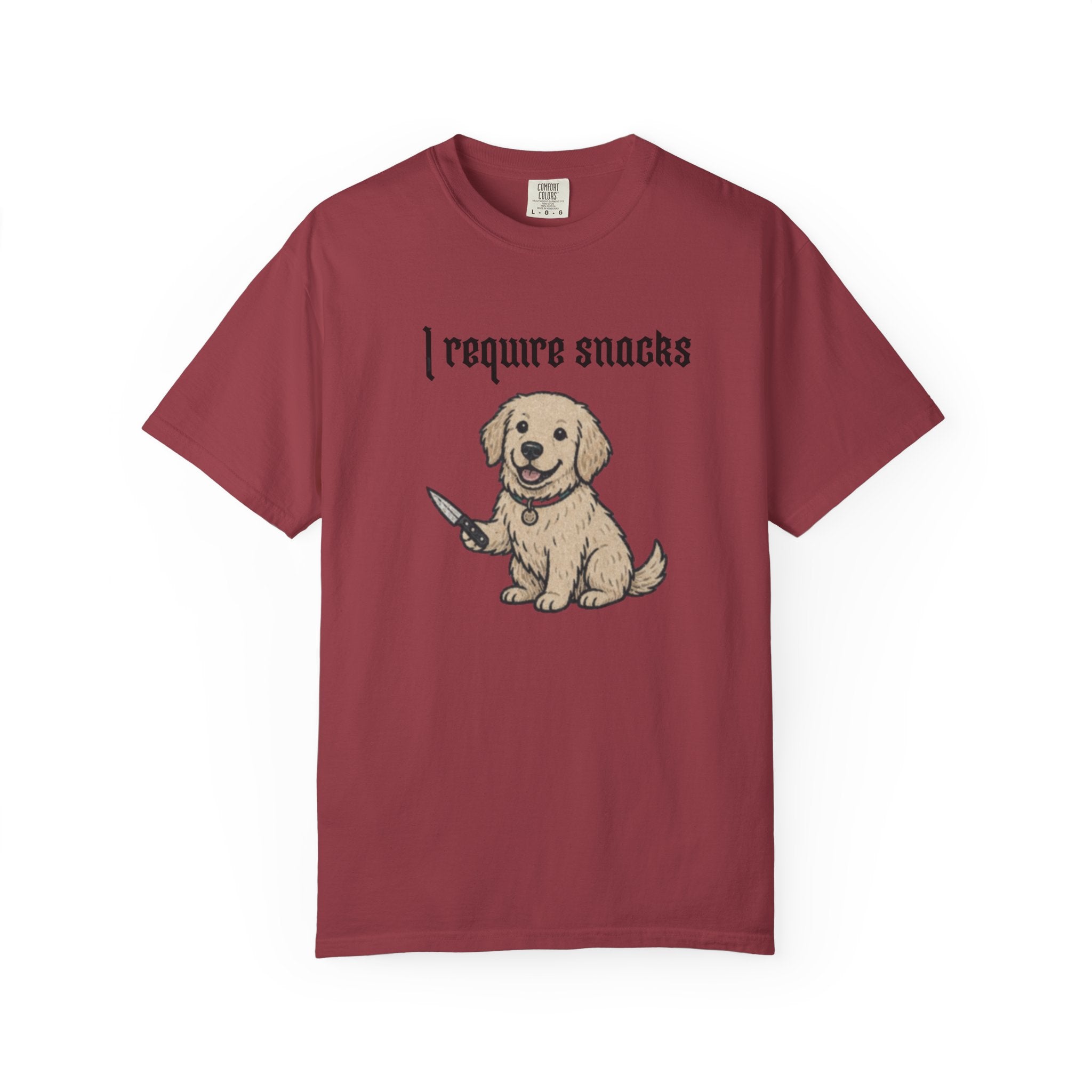 I Require Snacks T-Shirt — Cute Golden Retriever Graphic Tee