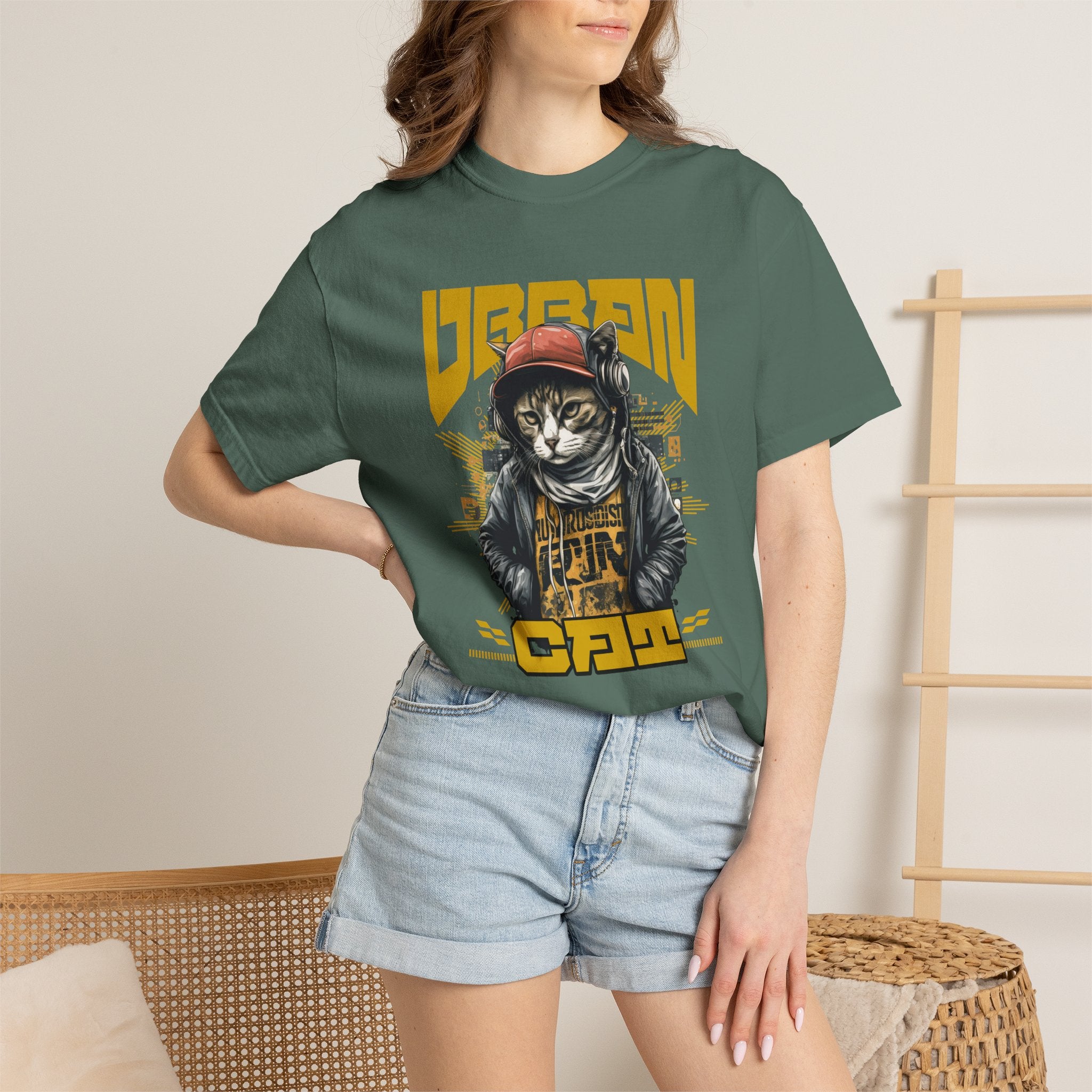 Urban Cat T-Shirt — Retro Streetwear Graphic Tee with Cool Cat Design
