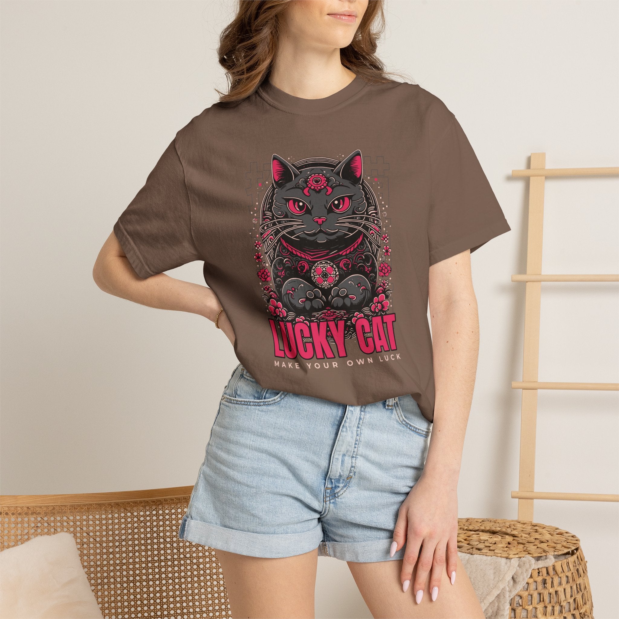 Lucky Cat Graphic T-Shirt — Gothic Maneki Neko Tee