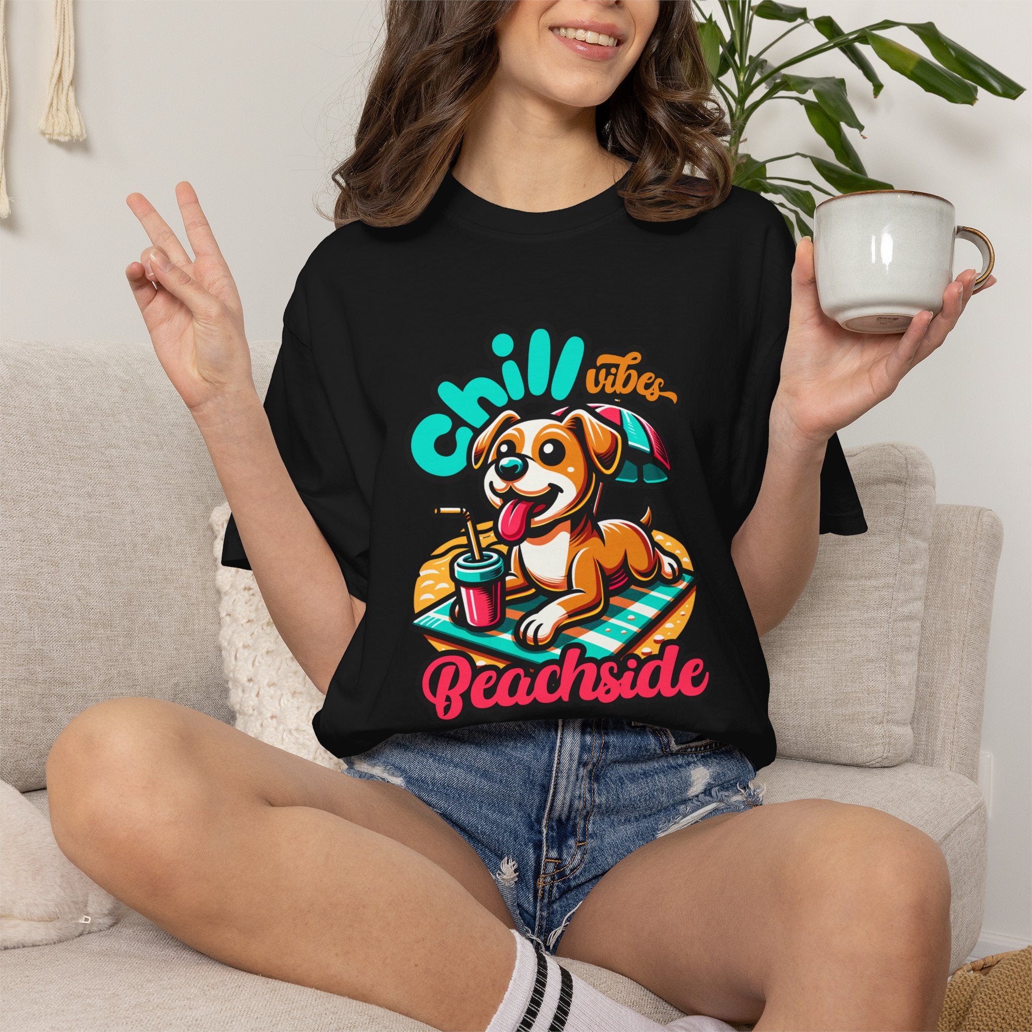 Beachside Chill Dog T-Shirt — Retro Summer Graphic Tee