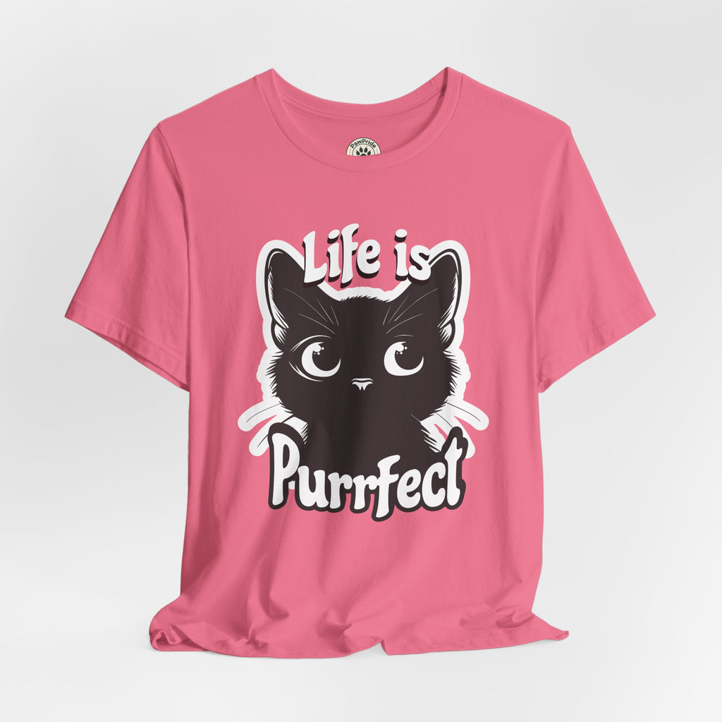Life Is Purrfect Cat T-Shirt — Cute Black Kitten Graphic Tee for Cat Lovers