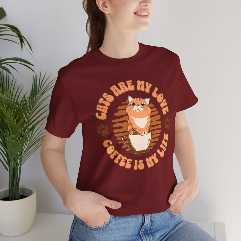 Cat & Coffee Tee — "Cats Are My Love, Coffee Is My Life" Cute Graphic T‑Shirt
