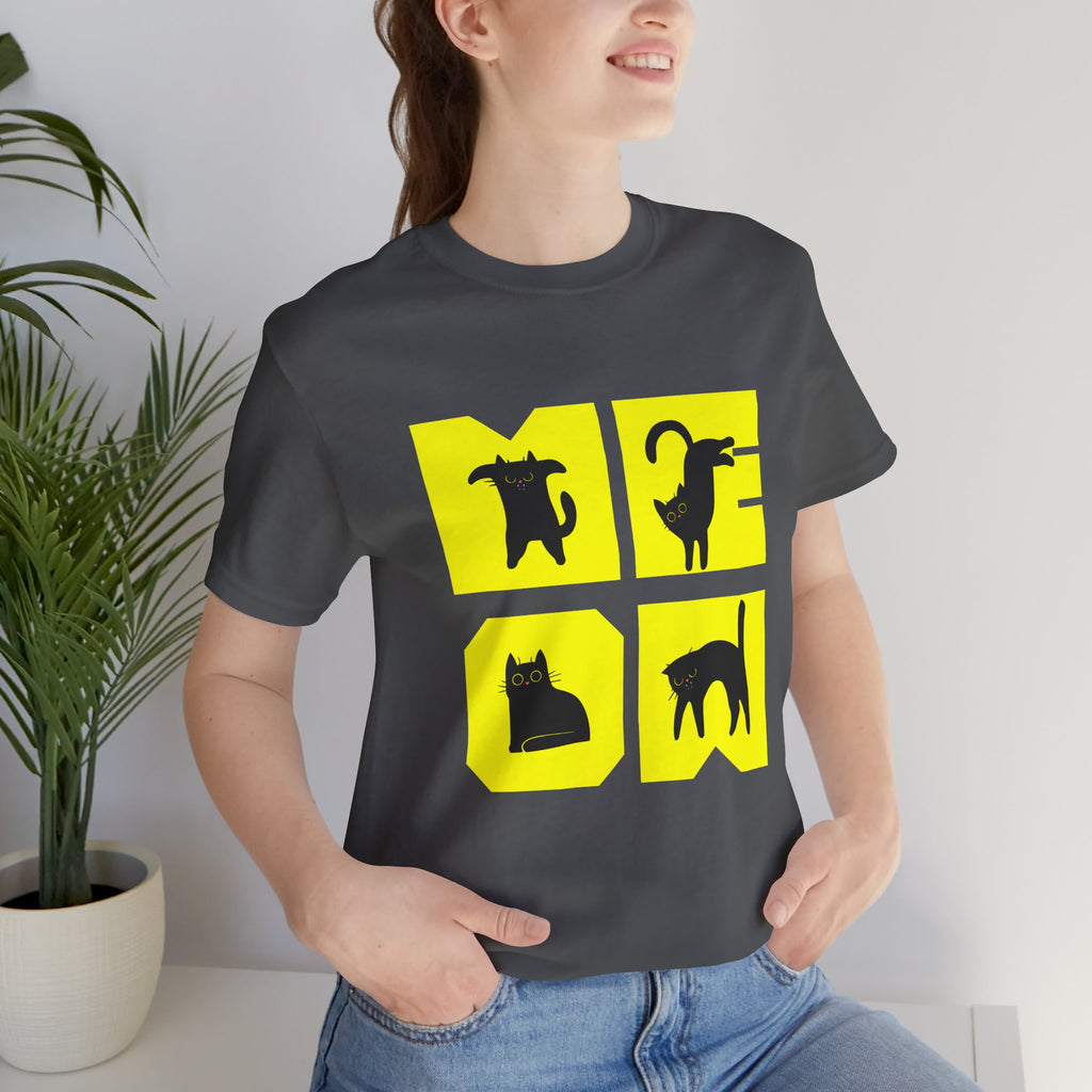 Cat Silhouette Tee — Yellow Block Cats Graphic T-Shirt