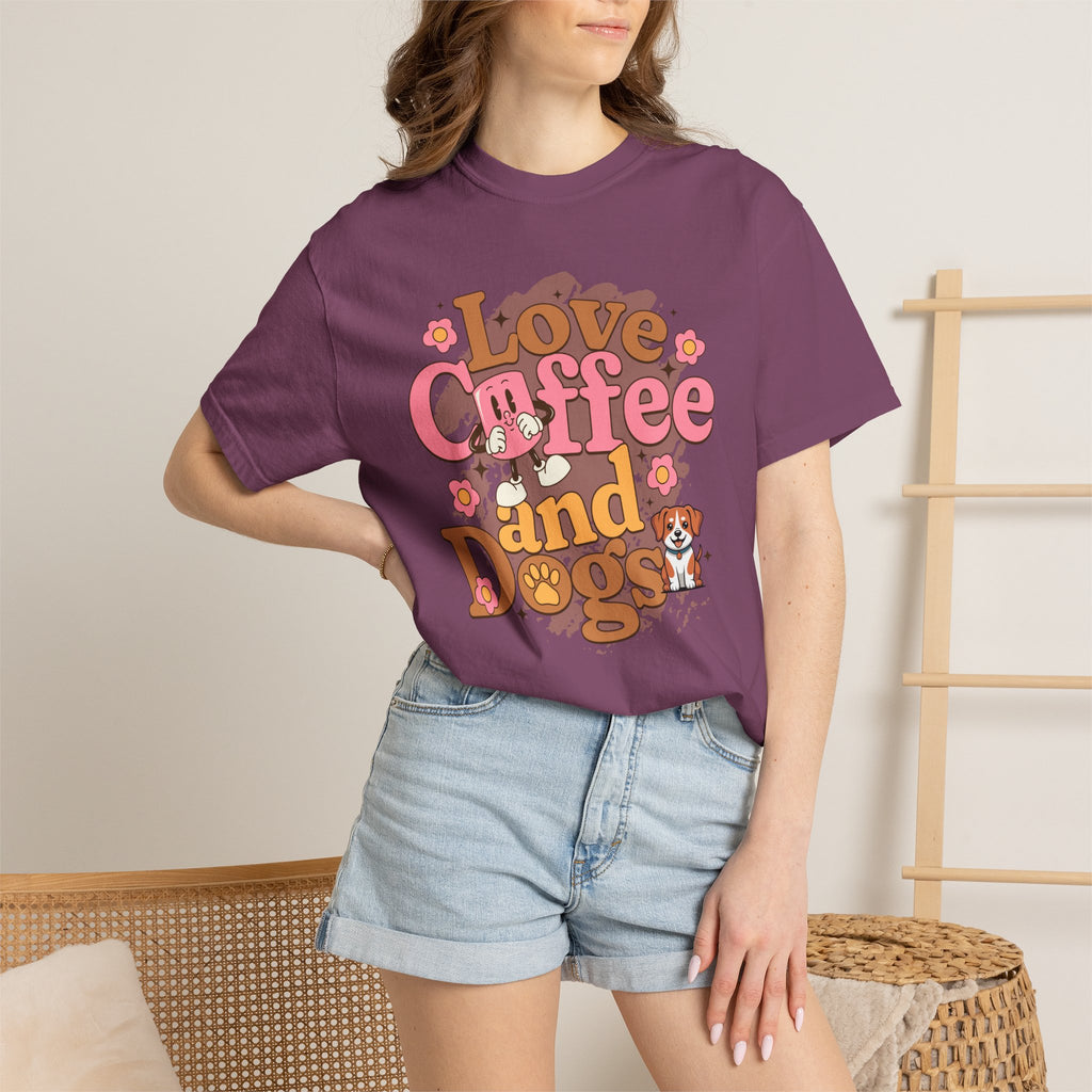 Love Coffee and Dogs T-Shirt — Retro Floral Dog Lover Tee