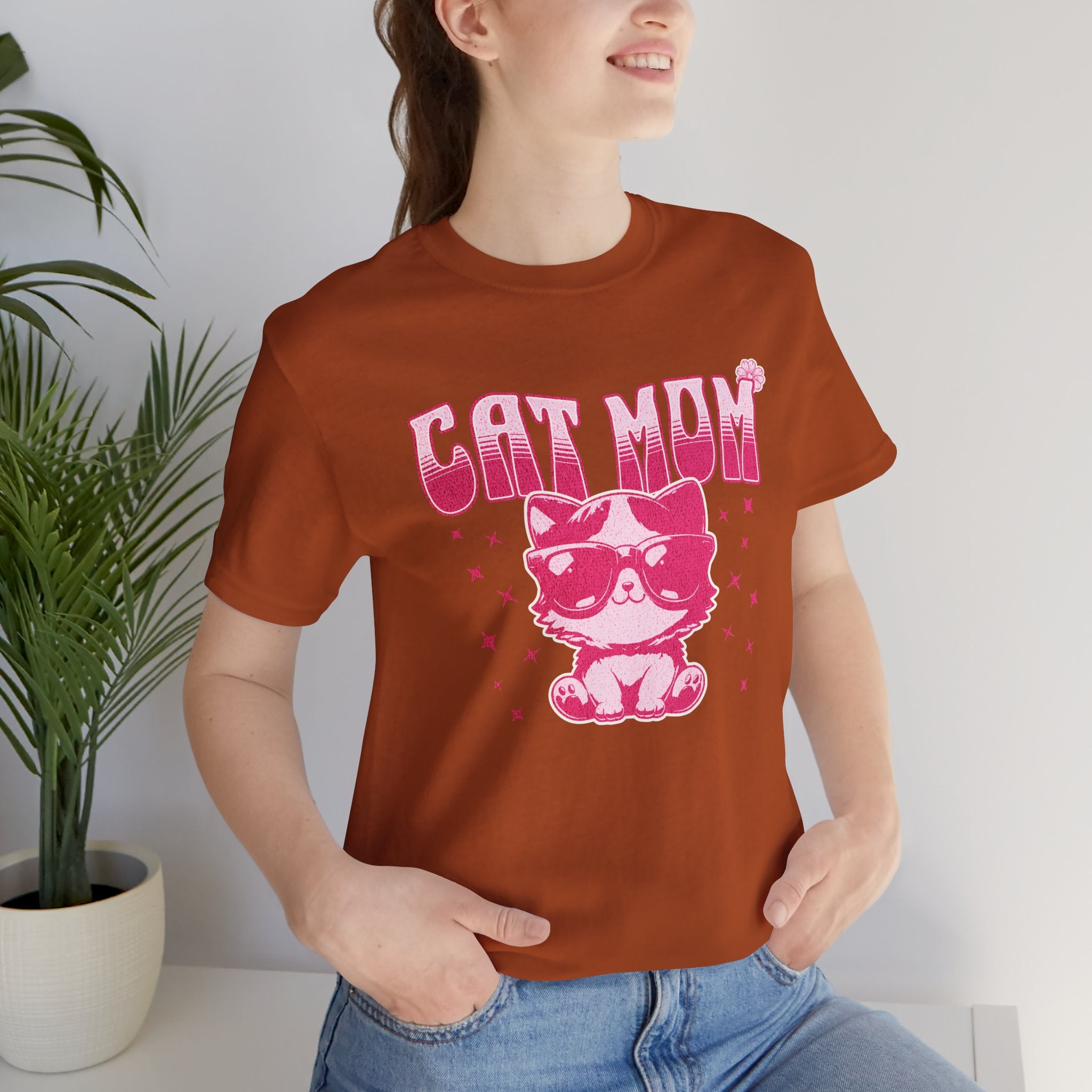 Cat Mom T-Shirt — Pink Cute Cat Graphic Tee