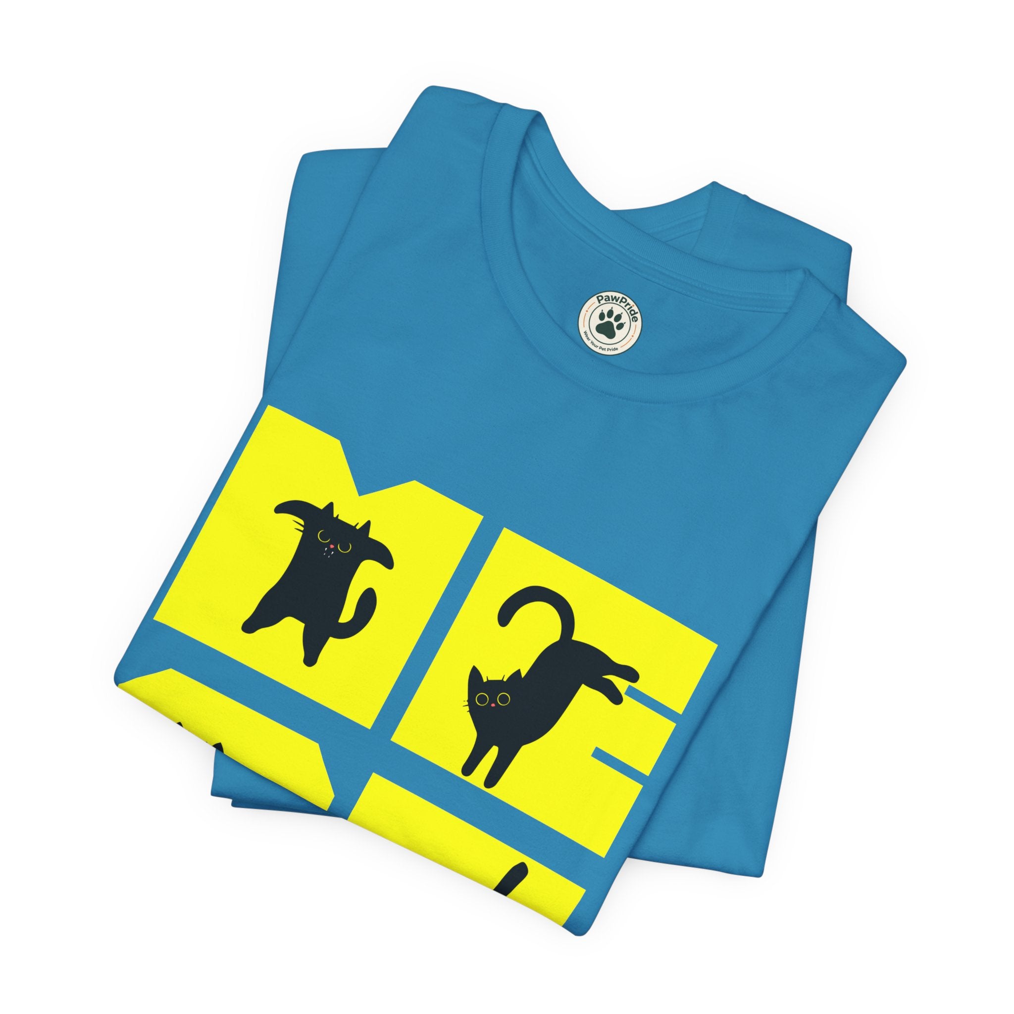 Cat Silhouette Tee — Yellow Block Cats Graphic T-Shirt