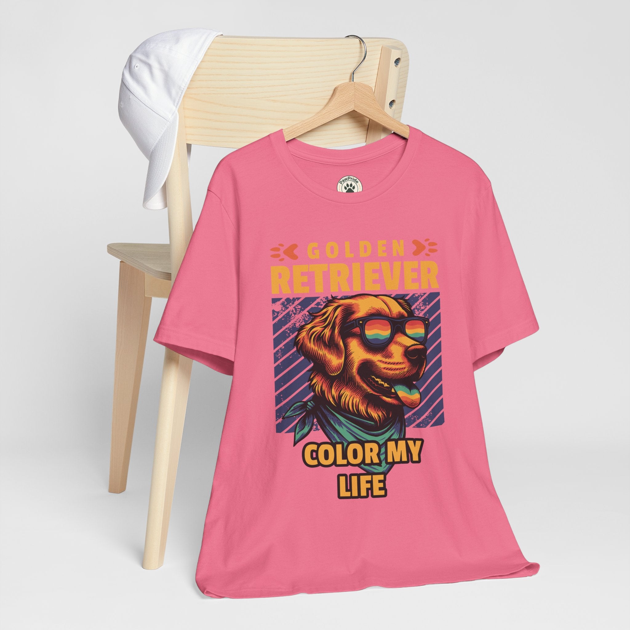Golden Retriever T‑Shirt — 'Color My Life' Retro Dog Graphic Tee