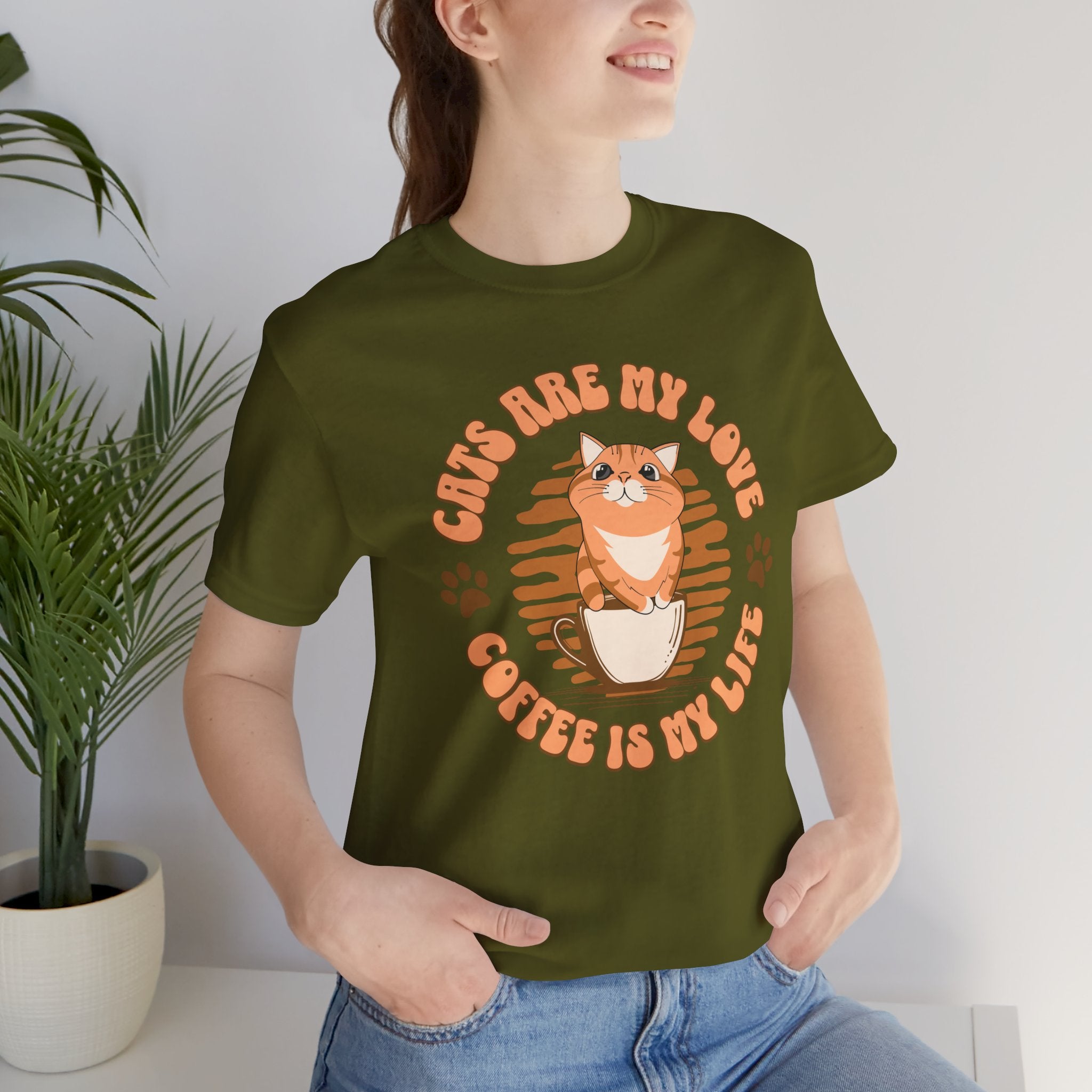 Cat & Coffee Tee — "Cats Are My Love, Coffee Is My Life" Cute Graphic T‑Shirt