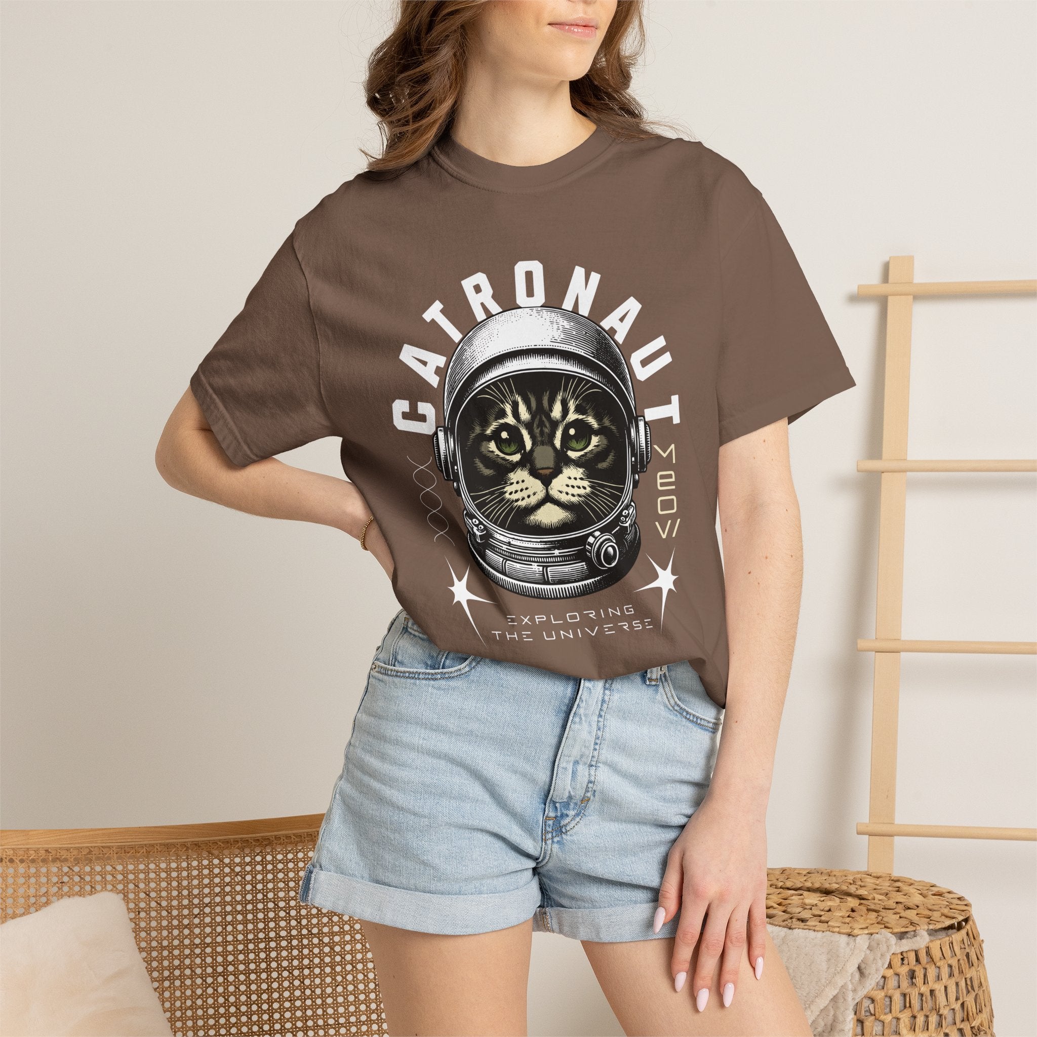 Catronaut T‑Shirt — Retro Space Cat Helmet Graphic Tee