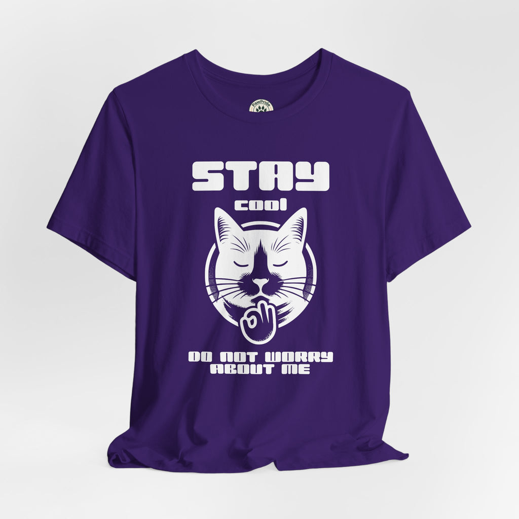 Stay Calm Cat T-Shirt — Cute Grumpy Cat Graphic Tee ("Stay Calm — Do Not Disturb" )