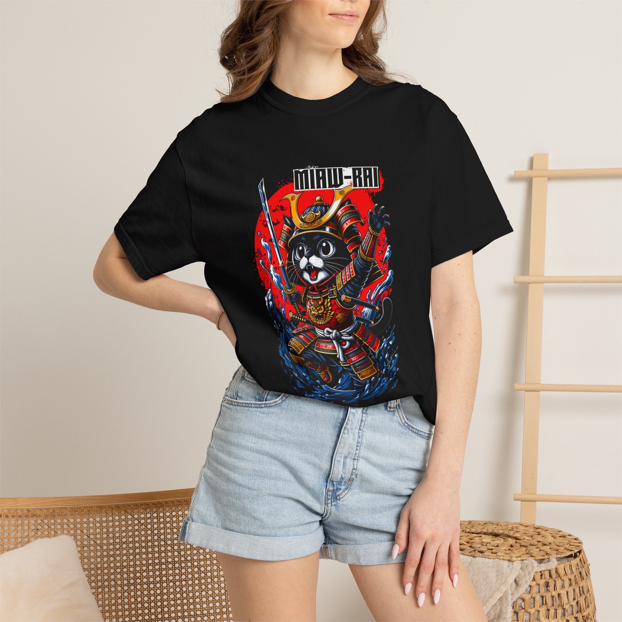 Samurai Cat T-Shirt — 'Neko-Ronin' Retro Japanese Warrior Graphic Tee