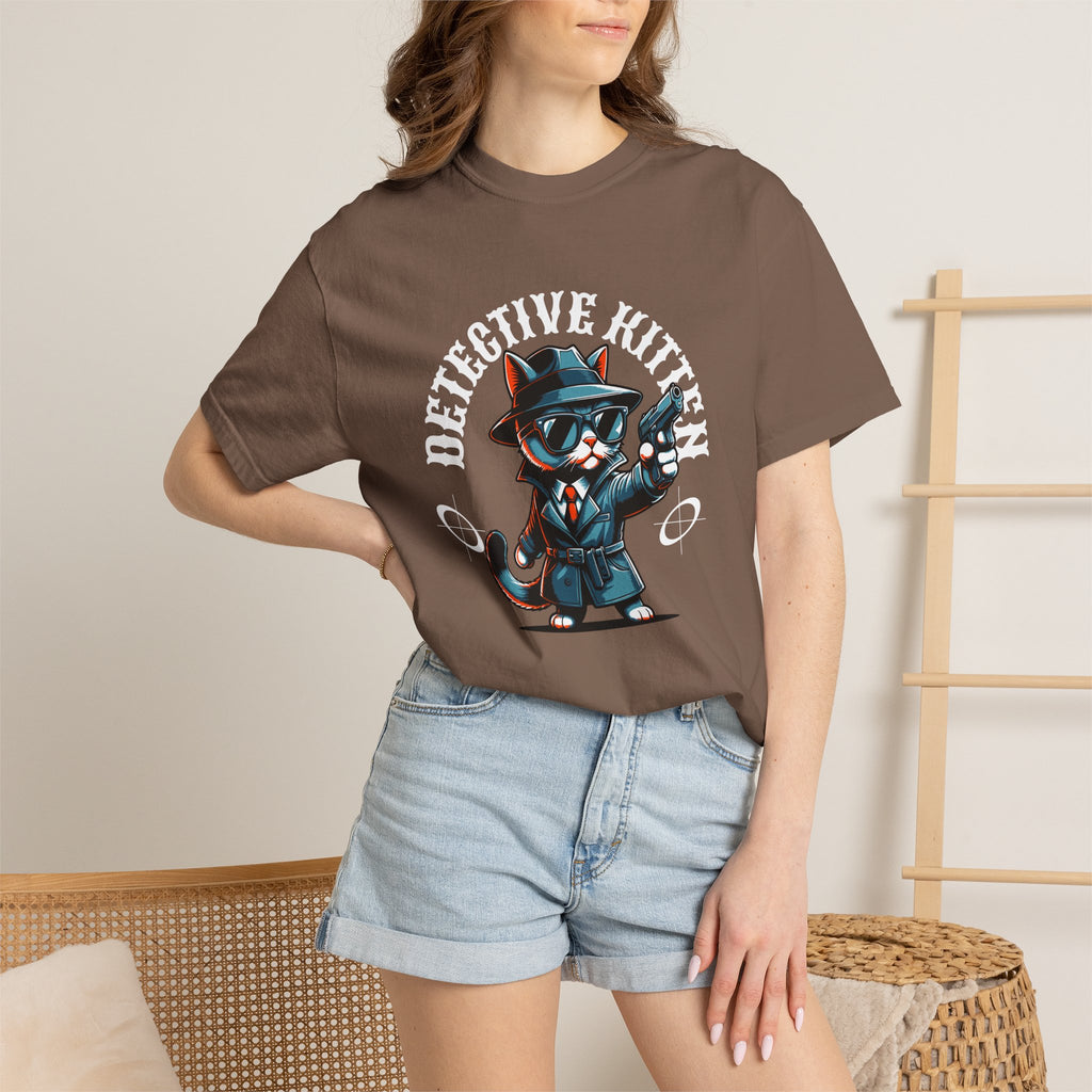 Detective Kitten T-Shirt — Cute Noir Cat Graphic Tee