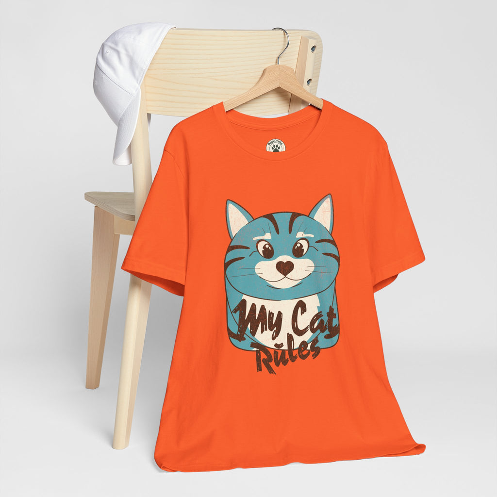 My Cat Rules T-Shirt — Cute Blue Cat Graphic Tee for Cat Lovers