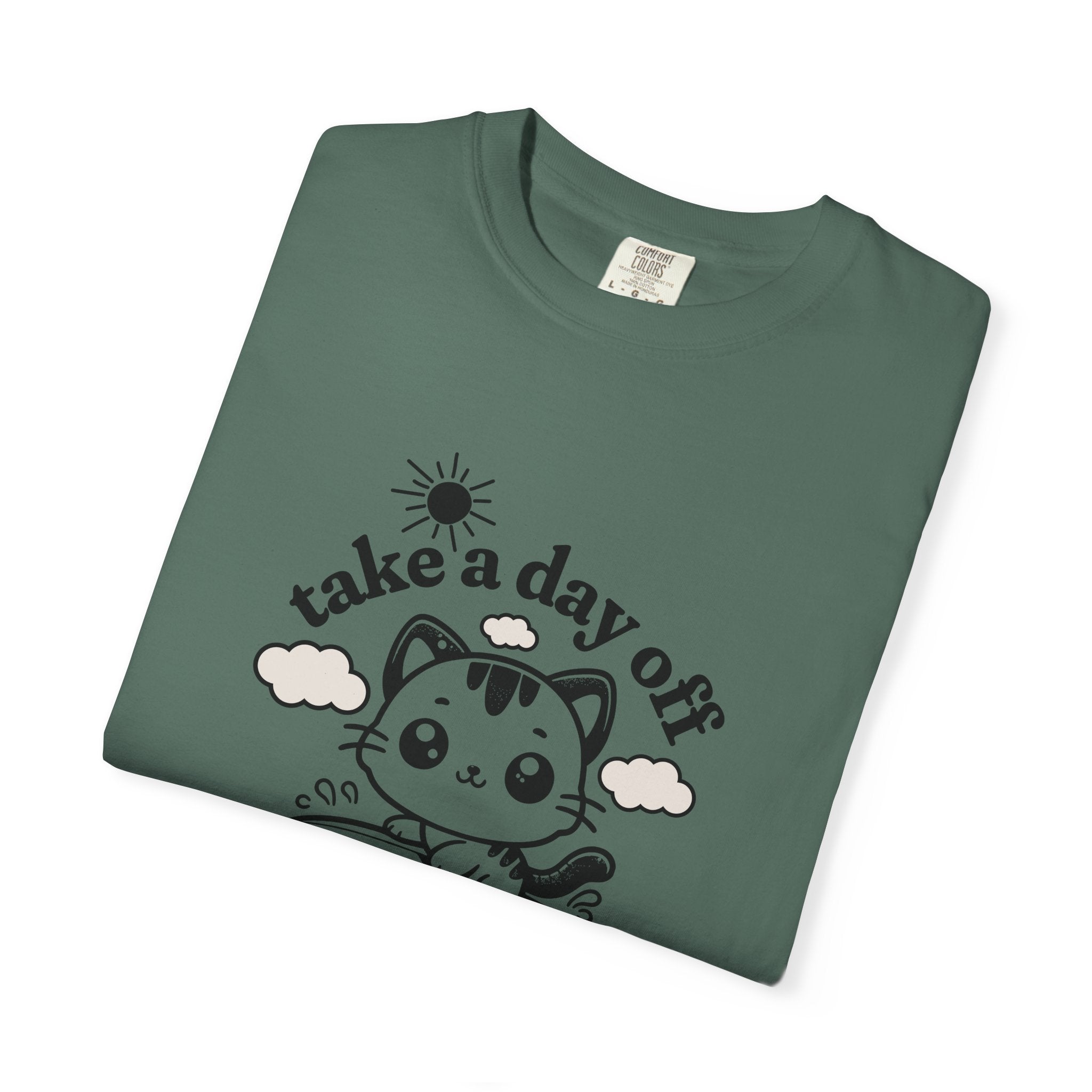 Take a Day Off Cat T-Shirt — Relaxing Kawaii Graphic Tee