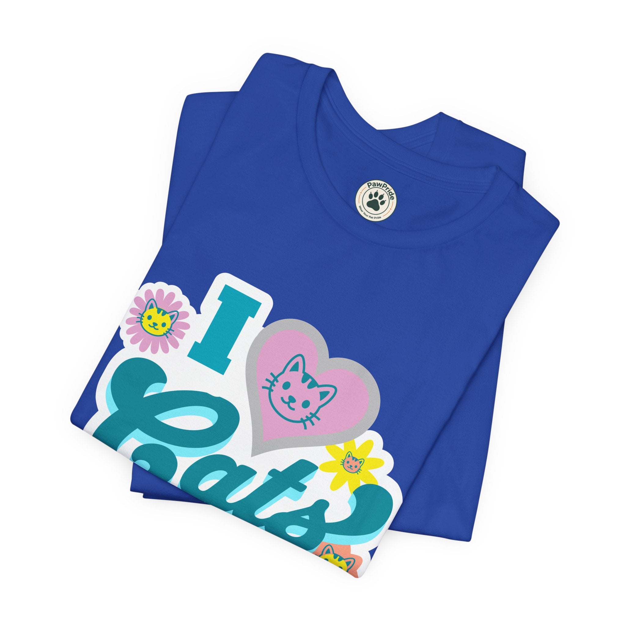 I  Cats Retro Floral Tee — Cute Cat Lover Graphic T-Shirt