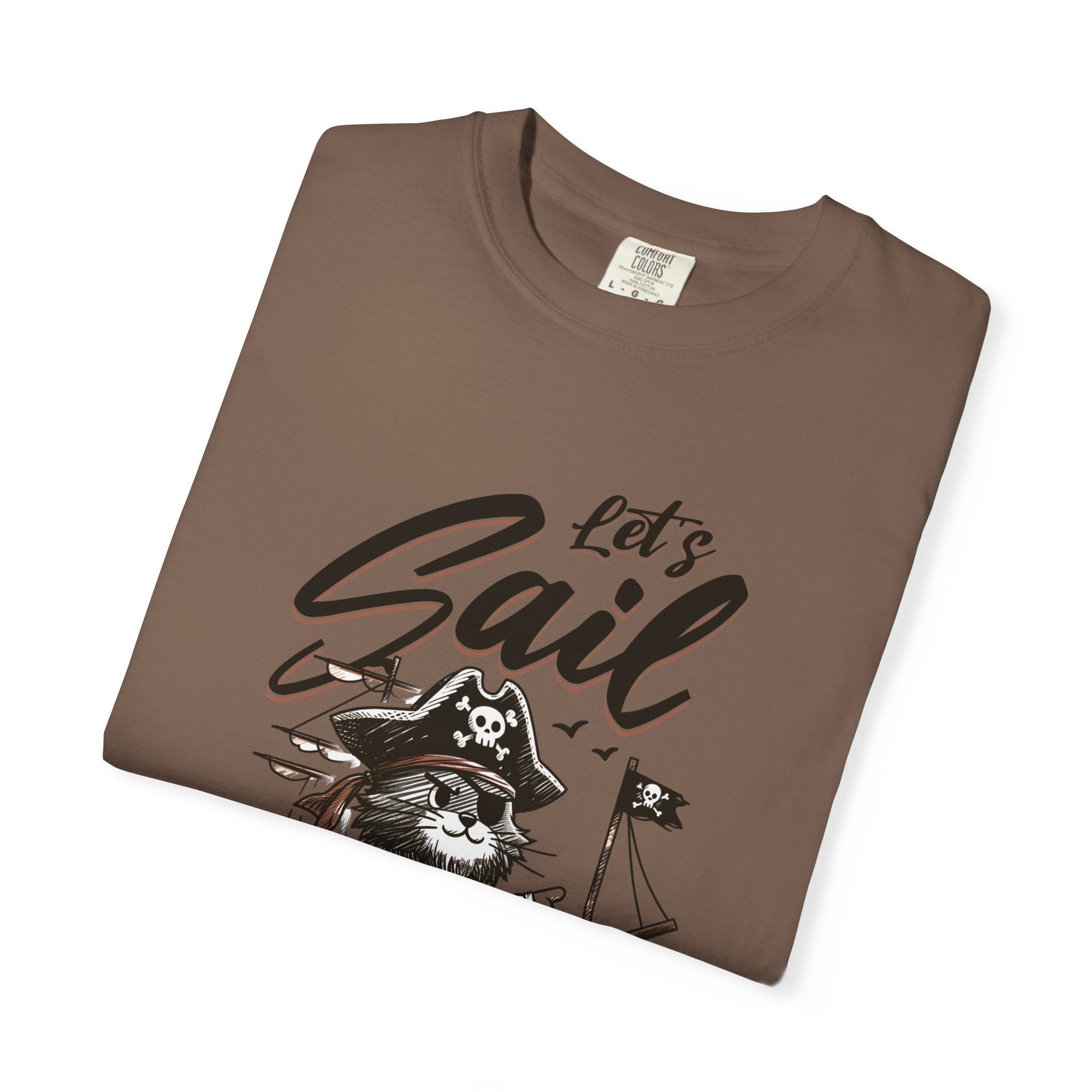 Let's Sail Pirate Cat T-Shirt — "This World Is Too Small For Us" Vintage Nautical Tee