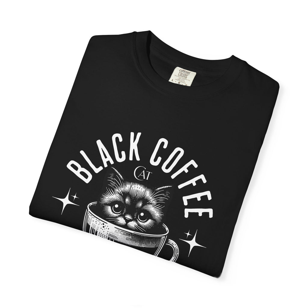 Black Coffee Cat T-Shirt — Cute Cat in Coffee Cup Graphic Tee