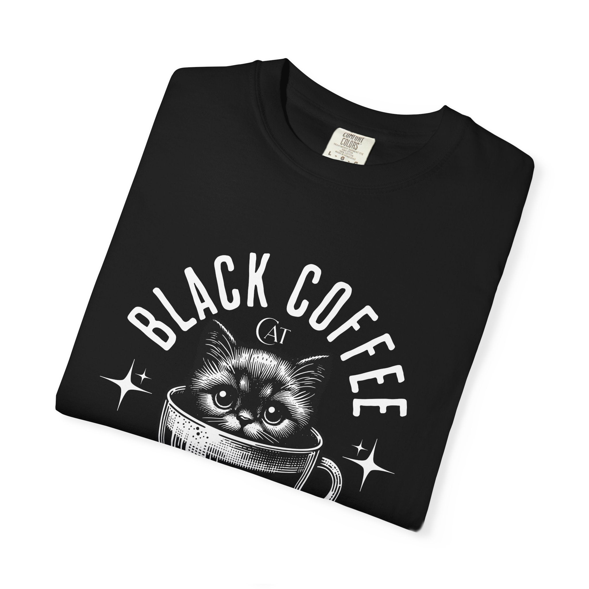 Black Coffee Cat T-Shirt — Cute Cat in Coffee Cup Graphic Tee