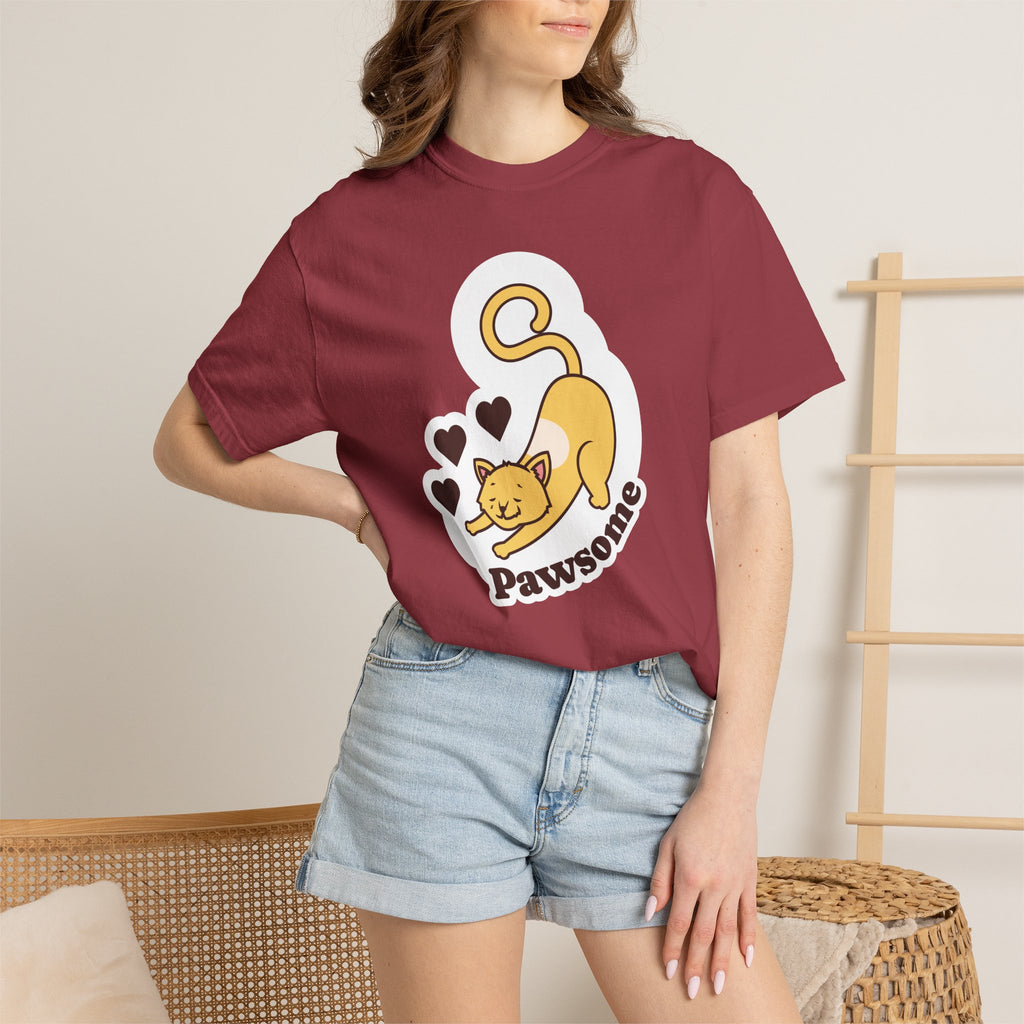 Pawsome Cat T-Shirt — Cute Stretching Kitty Graphic Tee