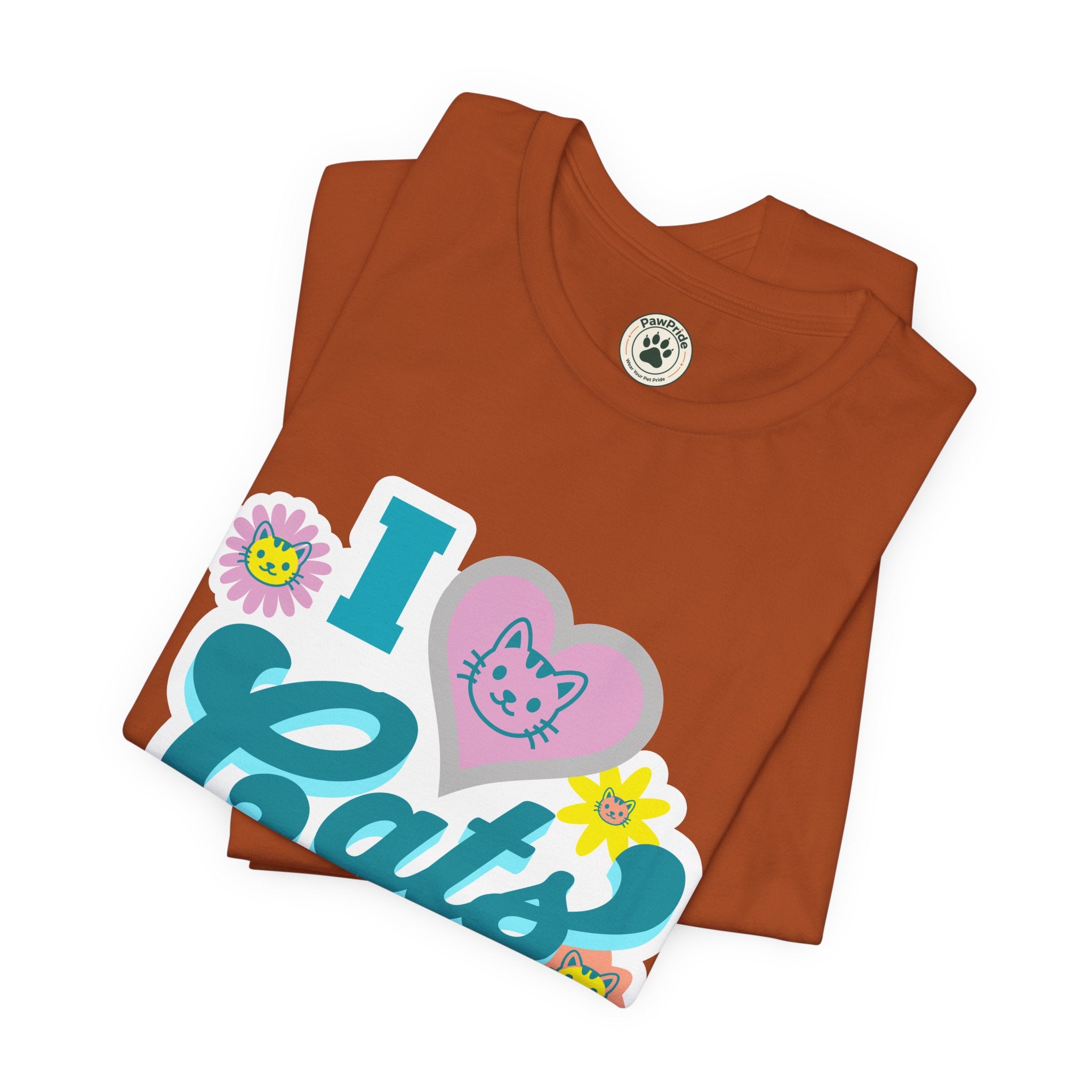 I  Cats Retro Floral Tee — Cute Cat Lover Graphic T-Shirt