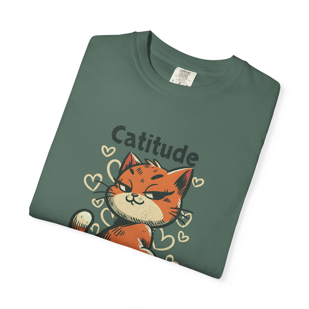 Catitude T-Shirt — Cute Orange Cat Graphic Tee, "Deal with it, human!"
