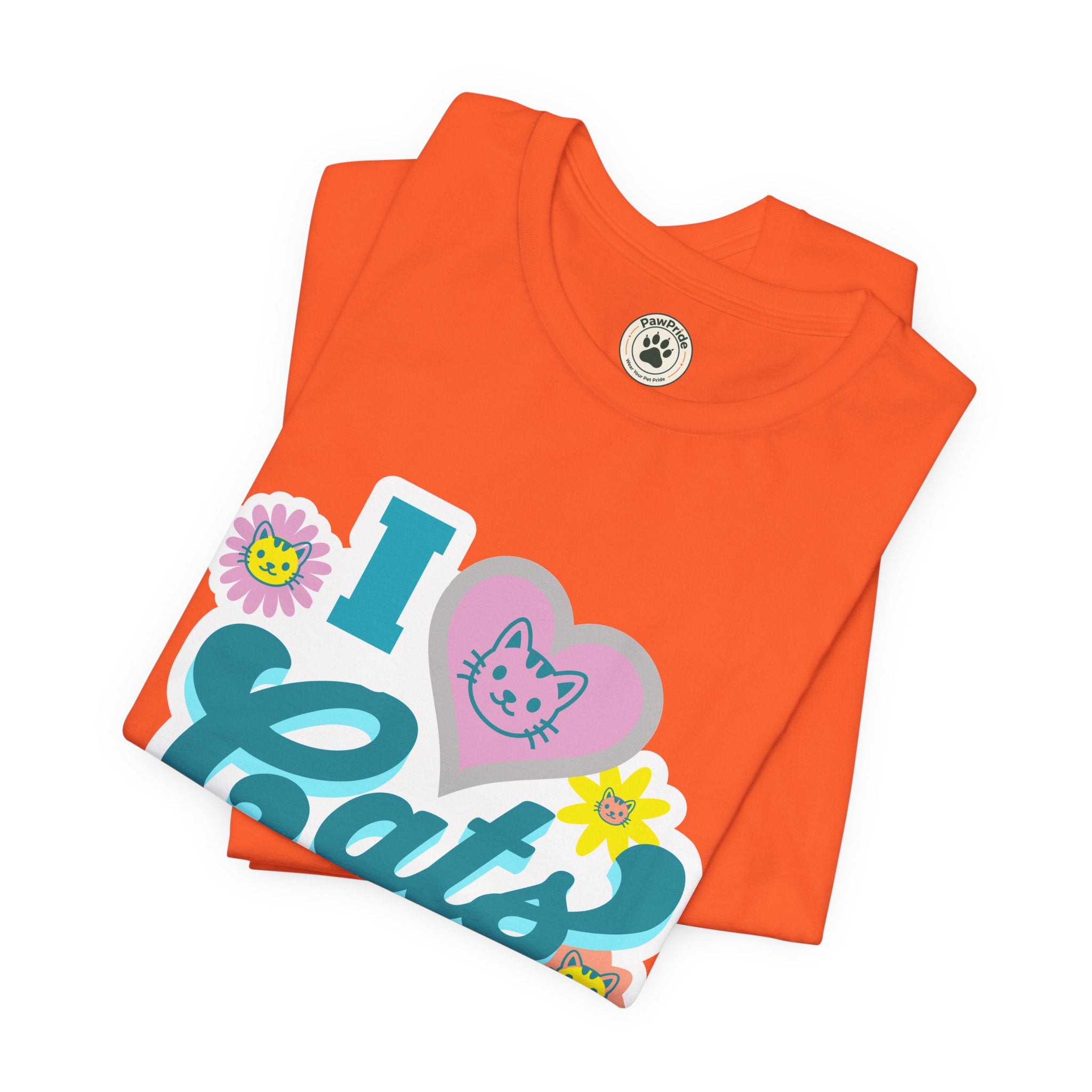 I  Cats Retro Floral Tee — Cute Cat Lover Graphic T-Shirt