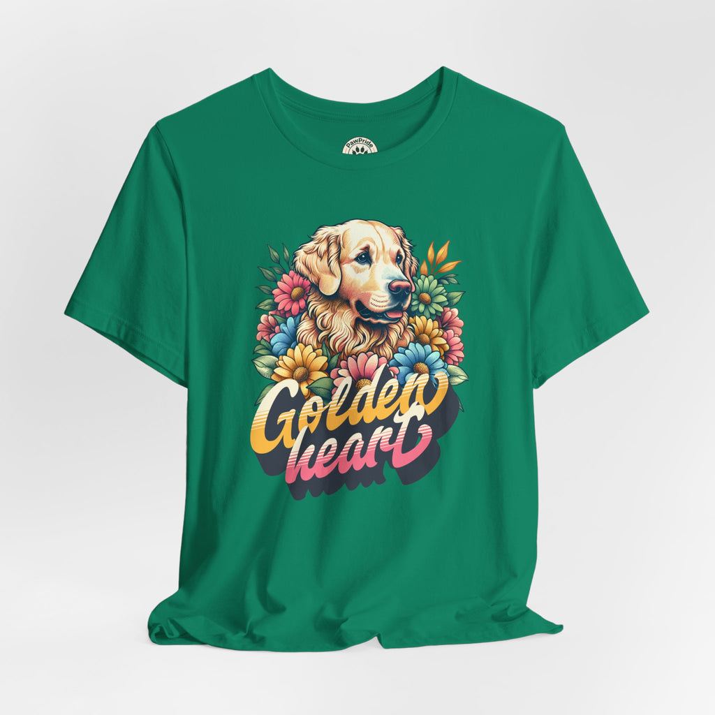 Golden Heart T-Shirt — Retro Floral Golden Retriever Tee