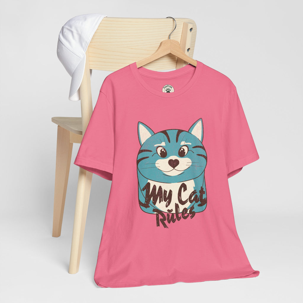 My Cat Rules T-Shirt — Cute Blue Cat Graphic Tee for Cat Lovers