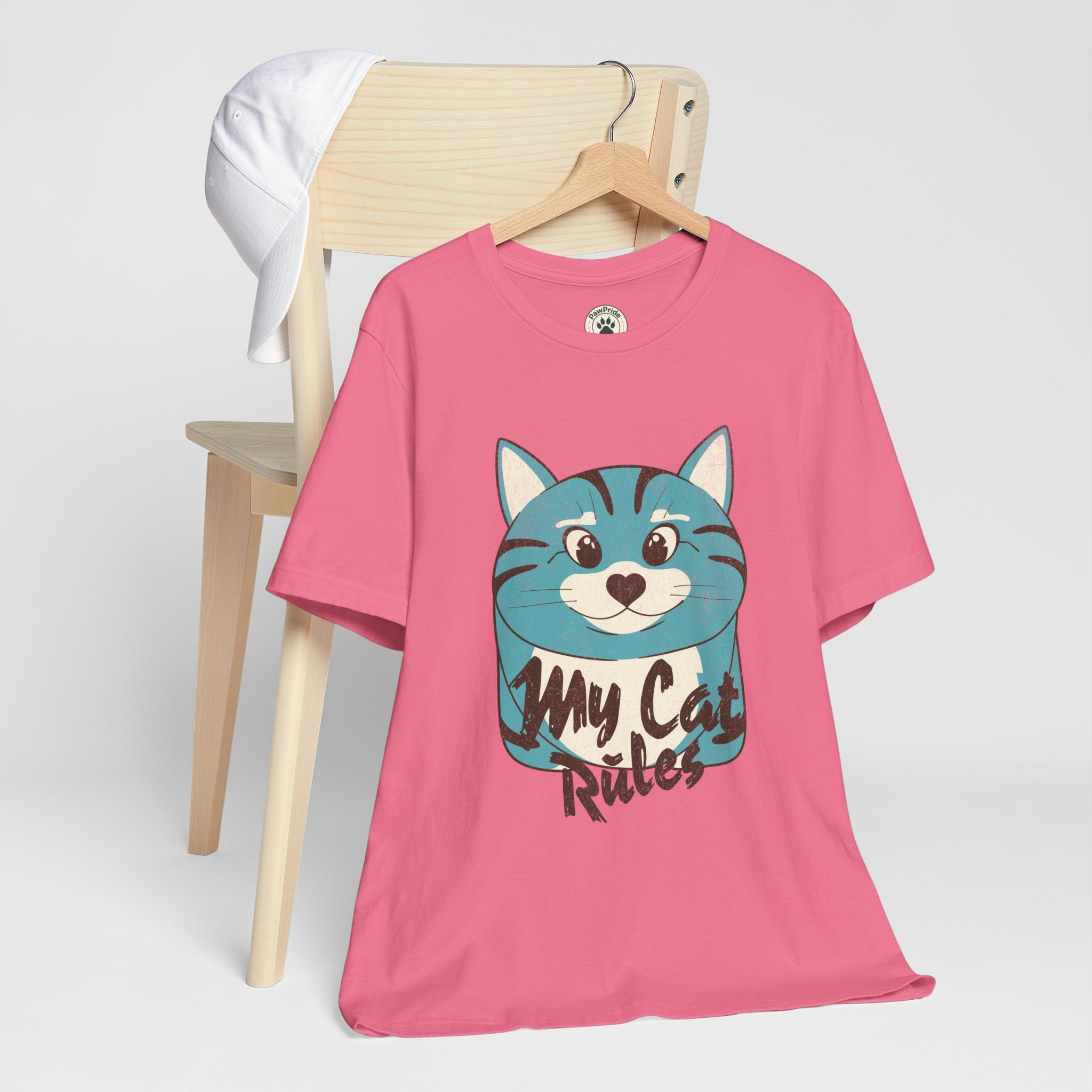 My Cat Rules T-Shirt — Cute Blue Cat Graphic Tee for Cat Lovers