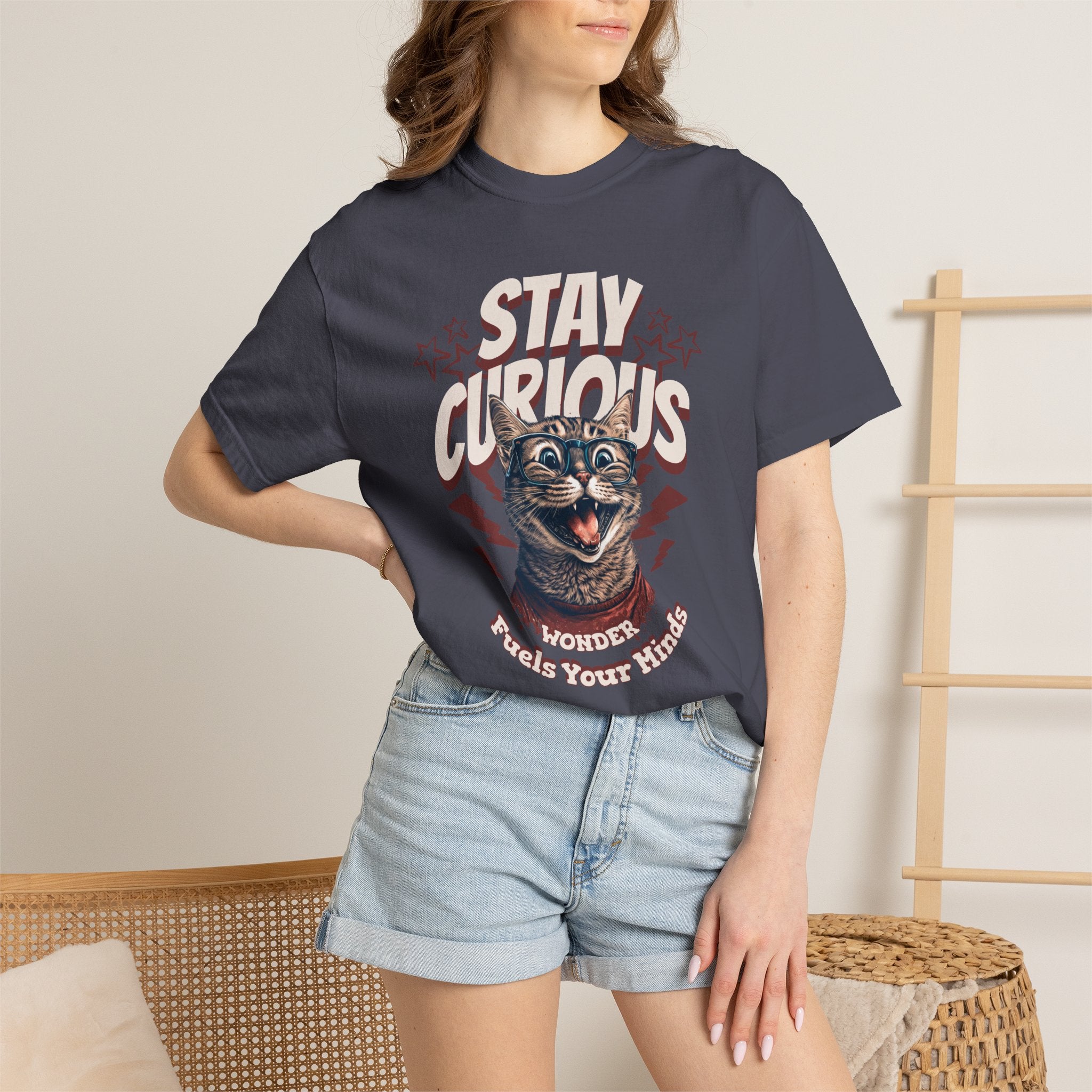 Stay Curious Cat T-Shirt — Vintage Retro Cat Graphic Tee