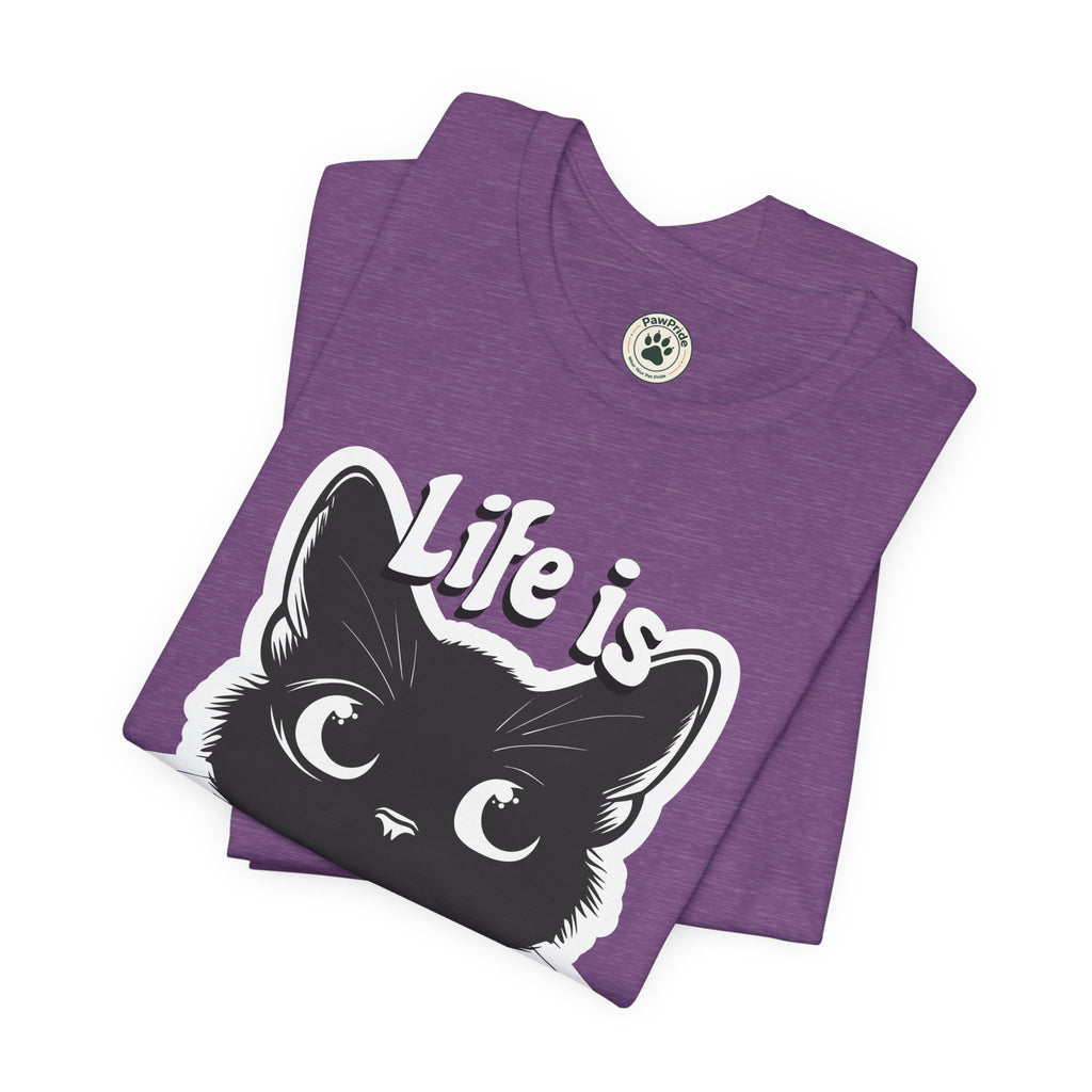 Life Is Purrfect Cat T-Shirt — Cute Black Kitten Graphic Tee for Cat Lovers