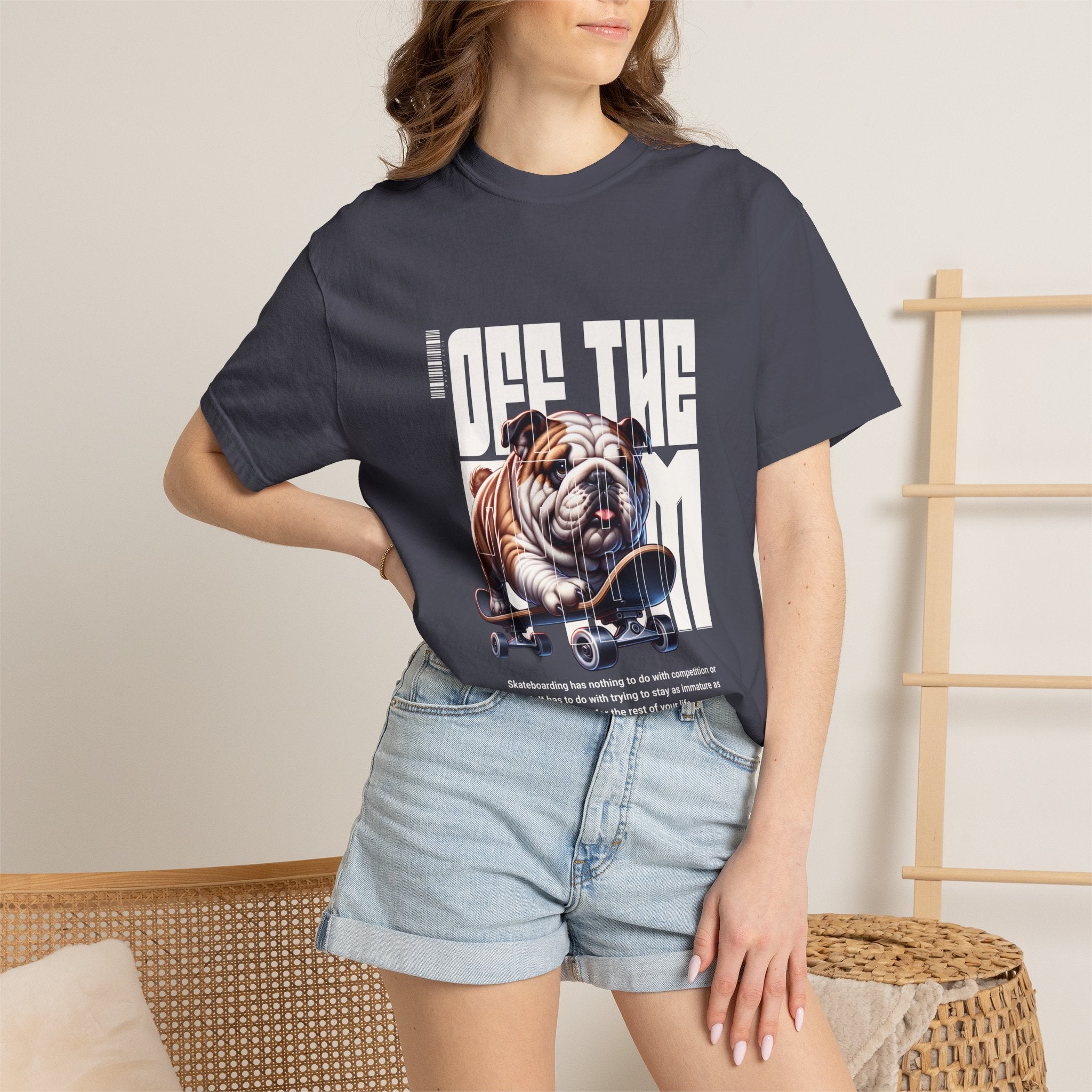 Bulldog Skateboard T-Shirt – “Off The Wall” Vintage Skate Dog Tee