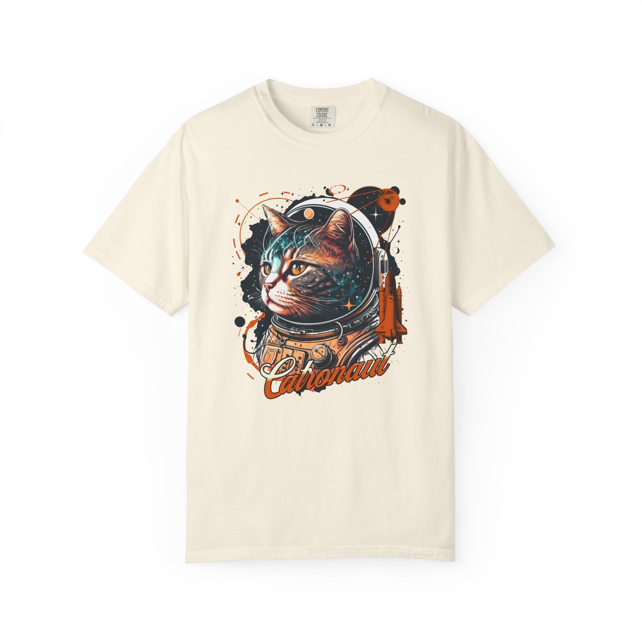Astronaut Cat Graphic T-Shirt — 'Cabonaut' Retro Space Helmet Tee