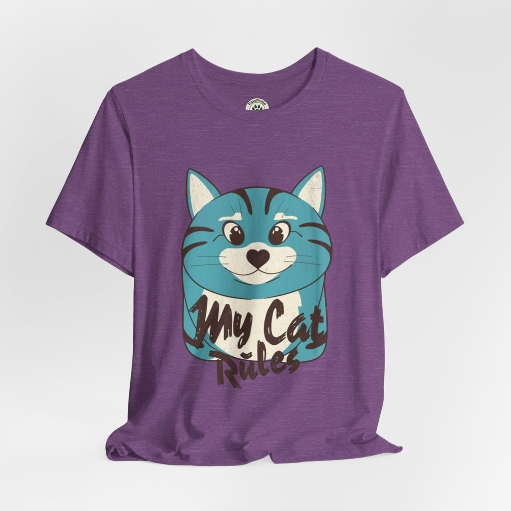 My Cat Rules T-Shirt — Cute Blue Cat Graphic Tee for Cat Lovers