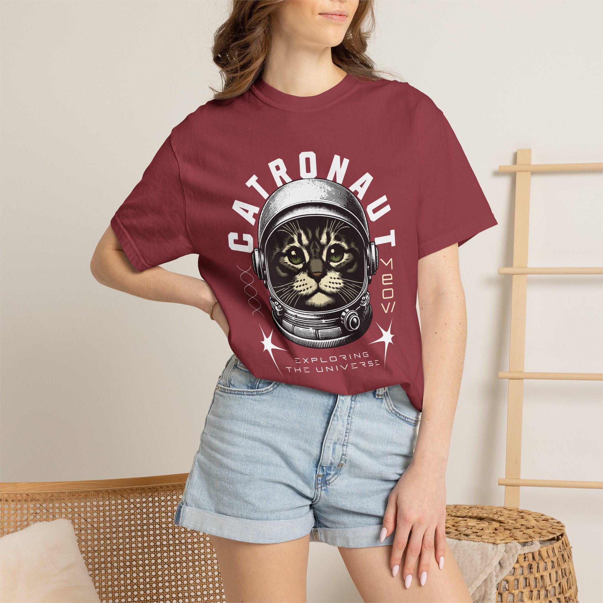 Catronaut T‑Shirt — Retro Space Cat Helmet Graphic Tee
