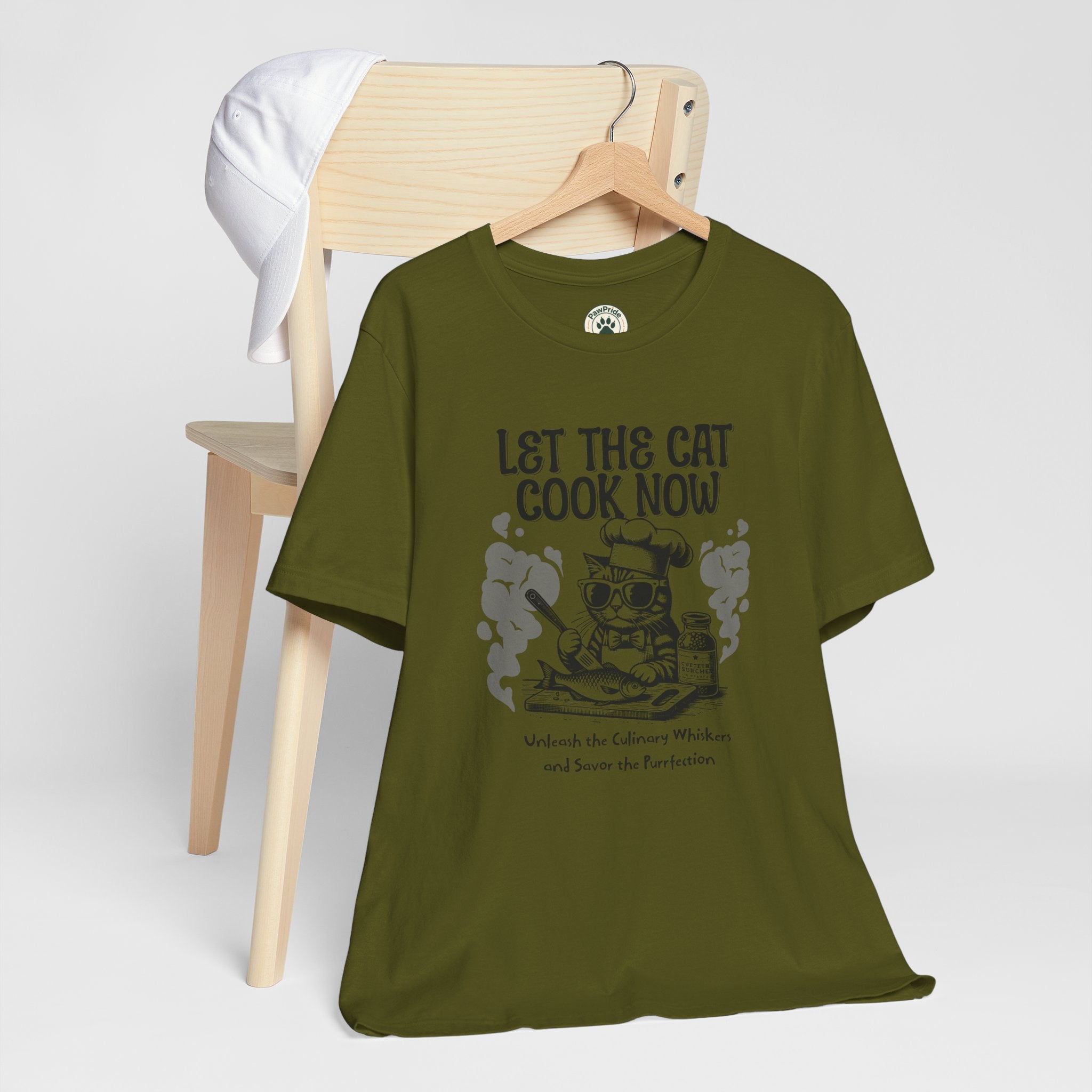 Let The Cat Cook Now T-Shirt — Funny Chef Cat Cooking Tee