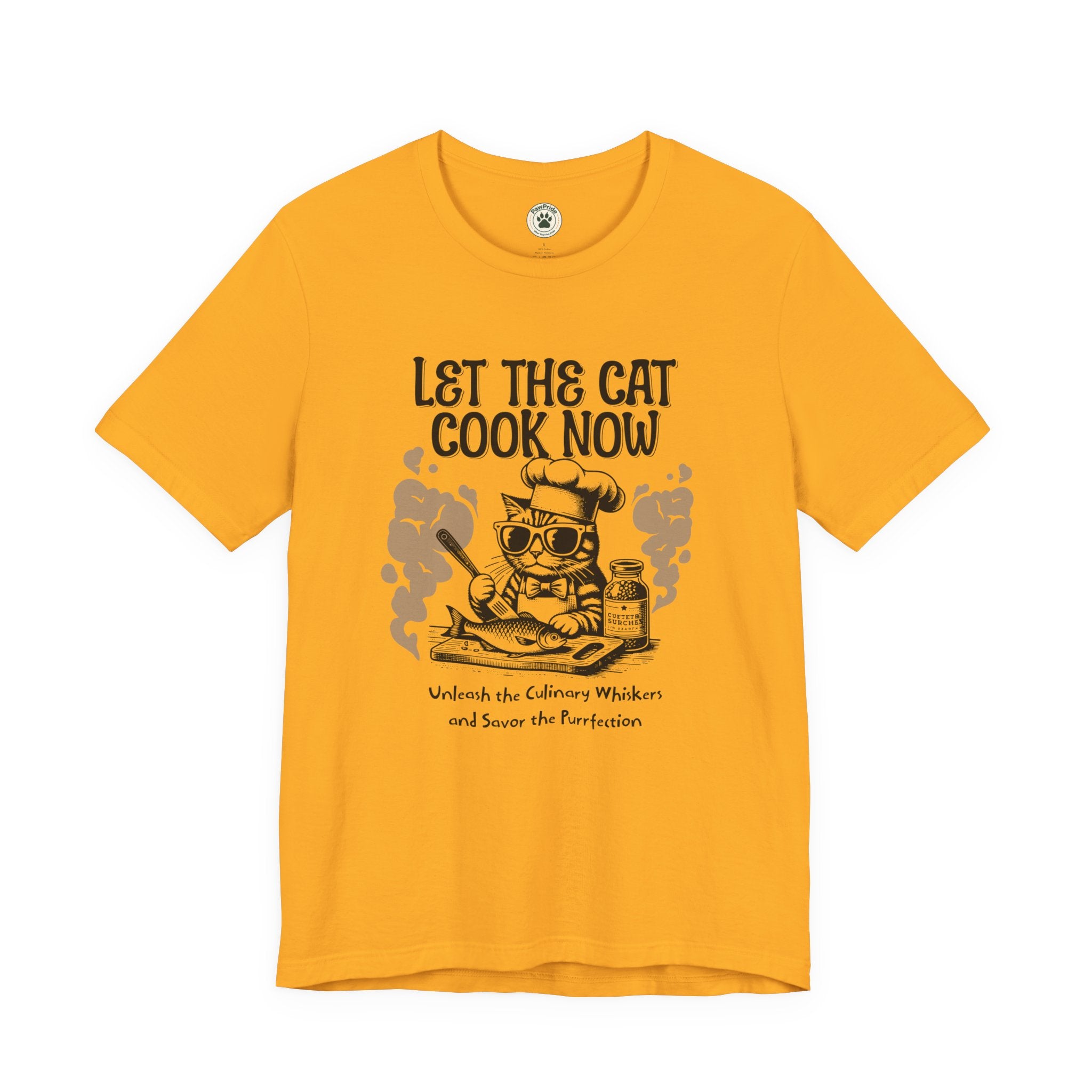 Let The Cat Cook Now T-Shirt — Funny Chef Cat Cooking Tee