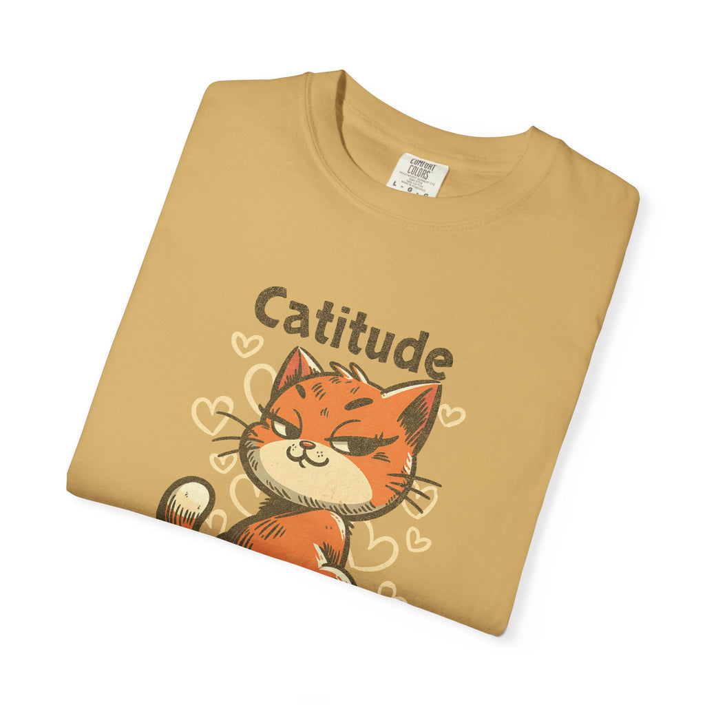 Catitude T-Shirt — Cute Orange Cat Graphic Tee, "Deal with it, human!"