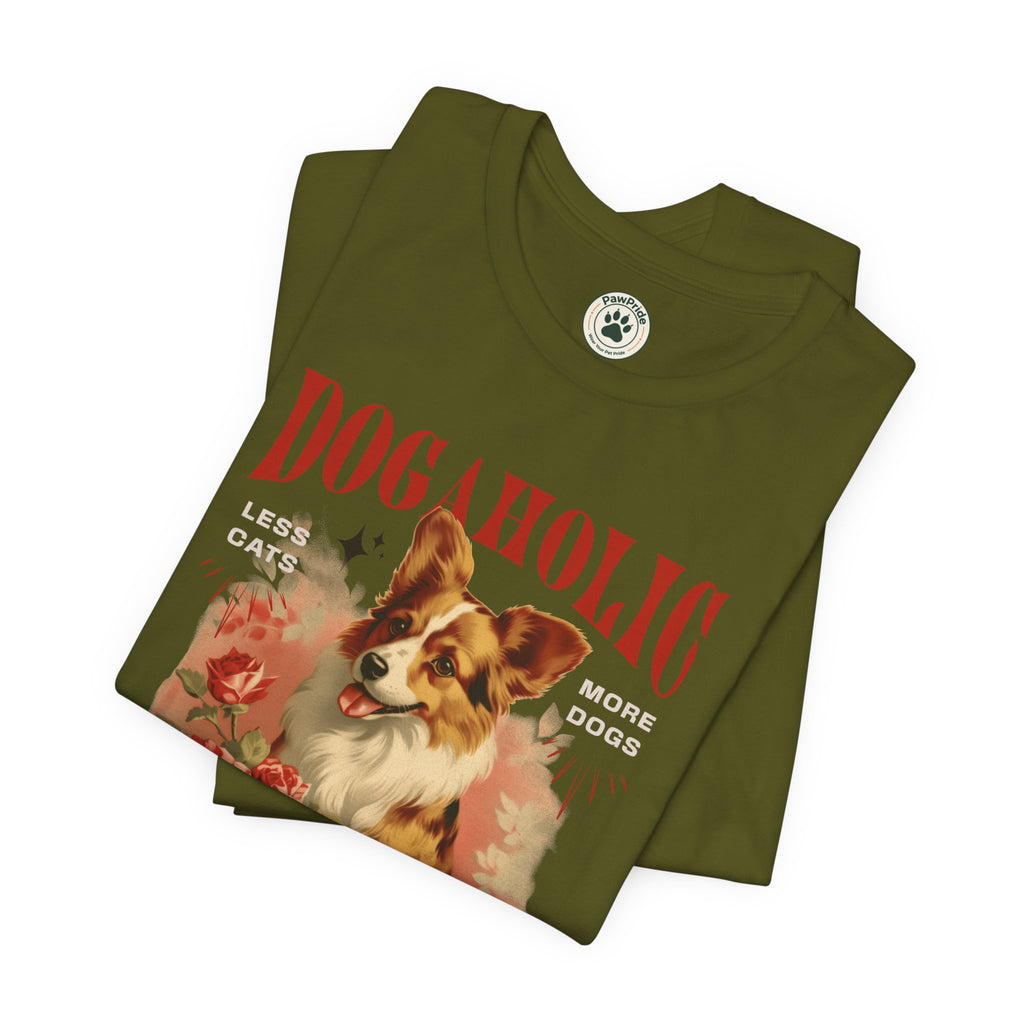 Dogaholic Graphic Tee — Vintage Floral Dog Lover T-Shirt