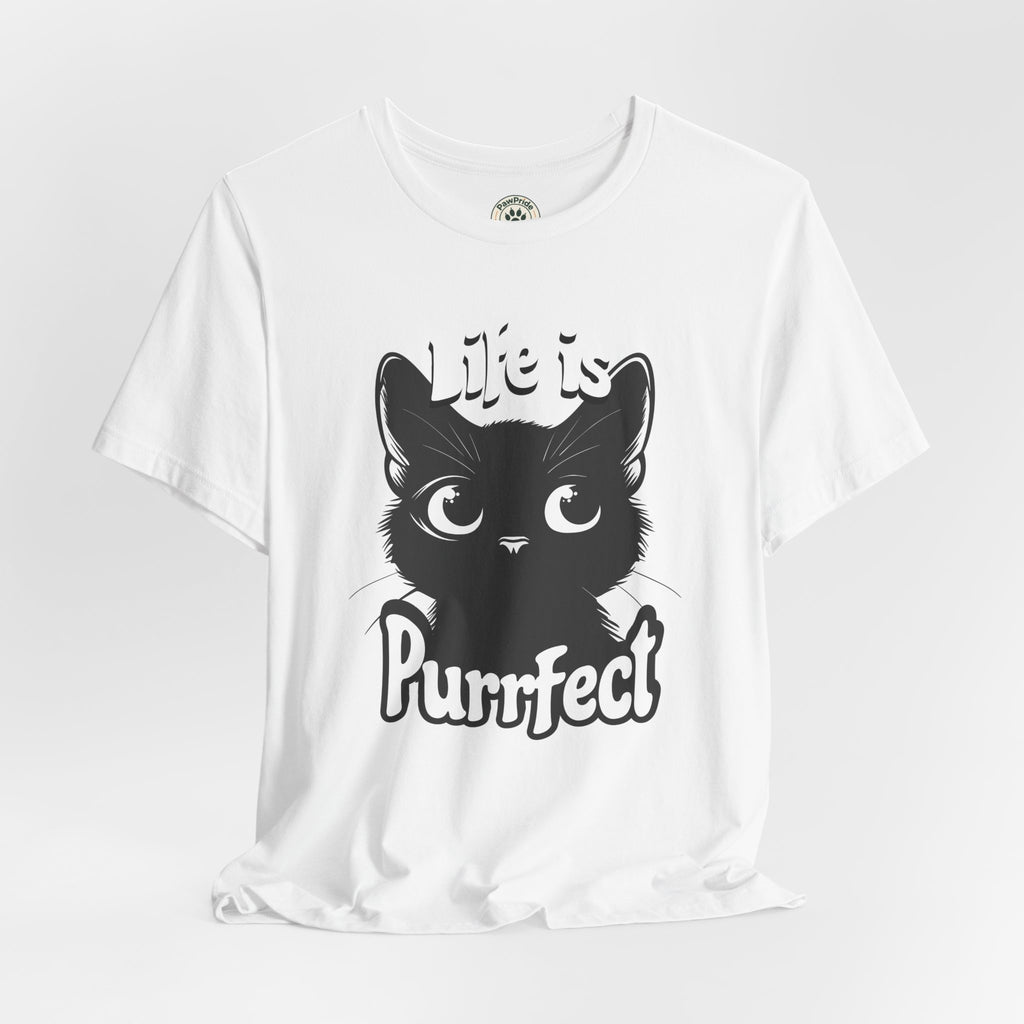 Life Is Purrfect Cat T-Shirt — Cute Black Kitten Graphic Tee for Cat Lovers