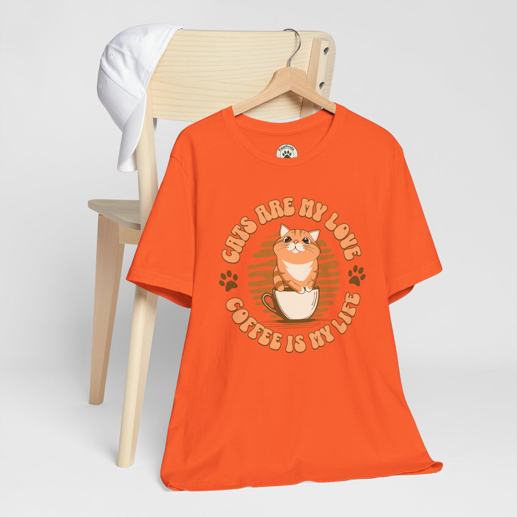 Cat & Coffee Tee — "Cats Are My Love, Coffee Is My Life" Cute Graphic T‑Shirt
