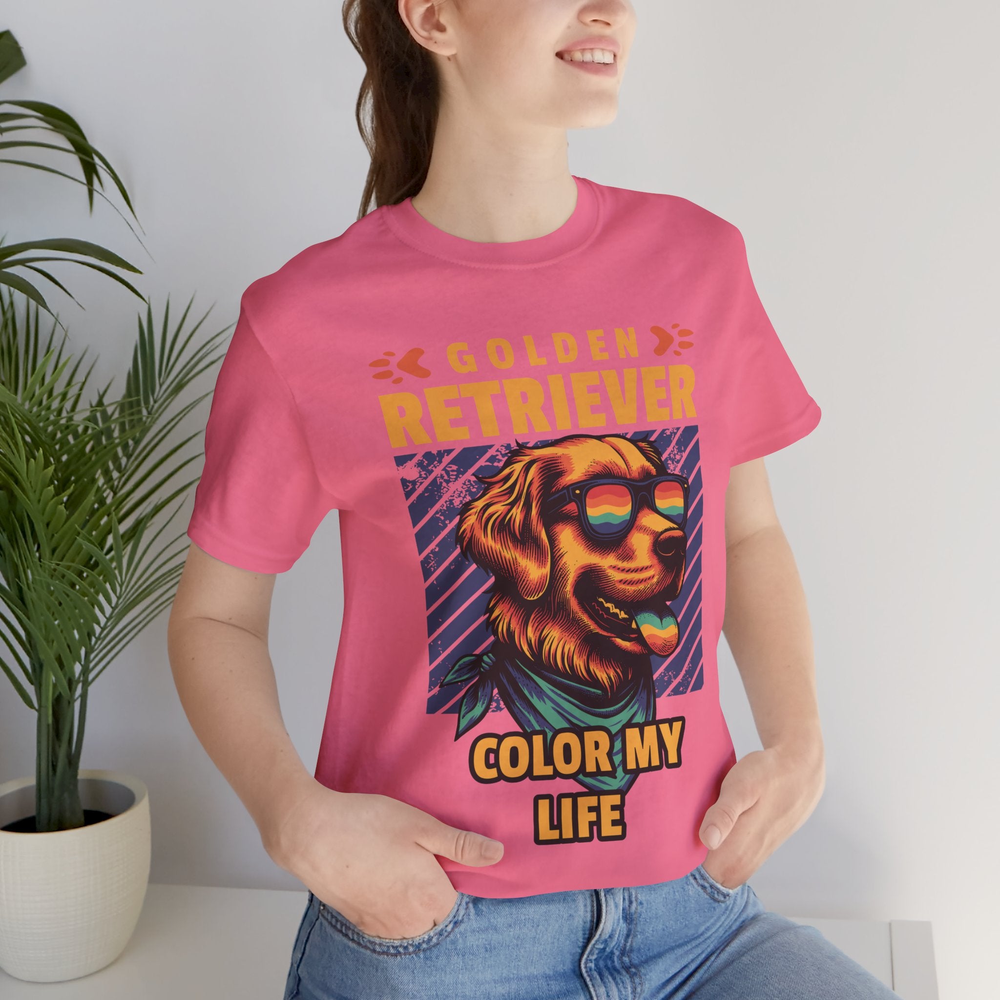 Golden Retriever T‑Shirt — 'Color My Life' Retro Dog Graphic Tee