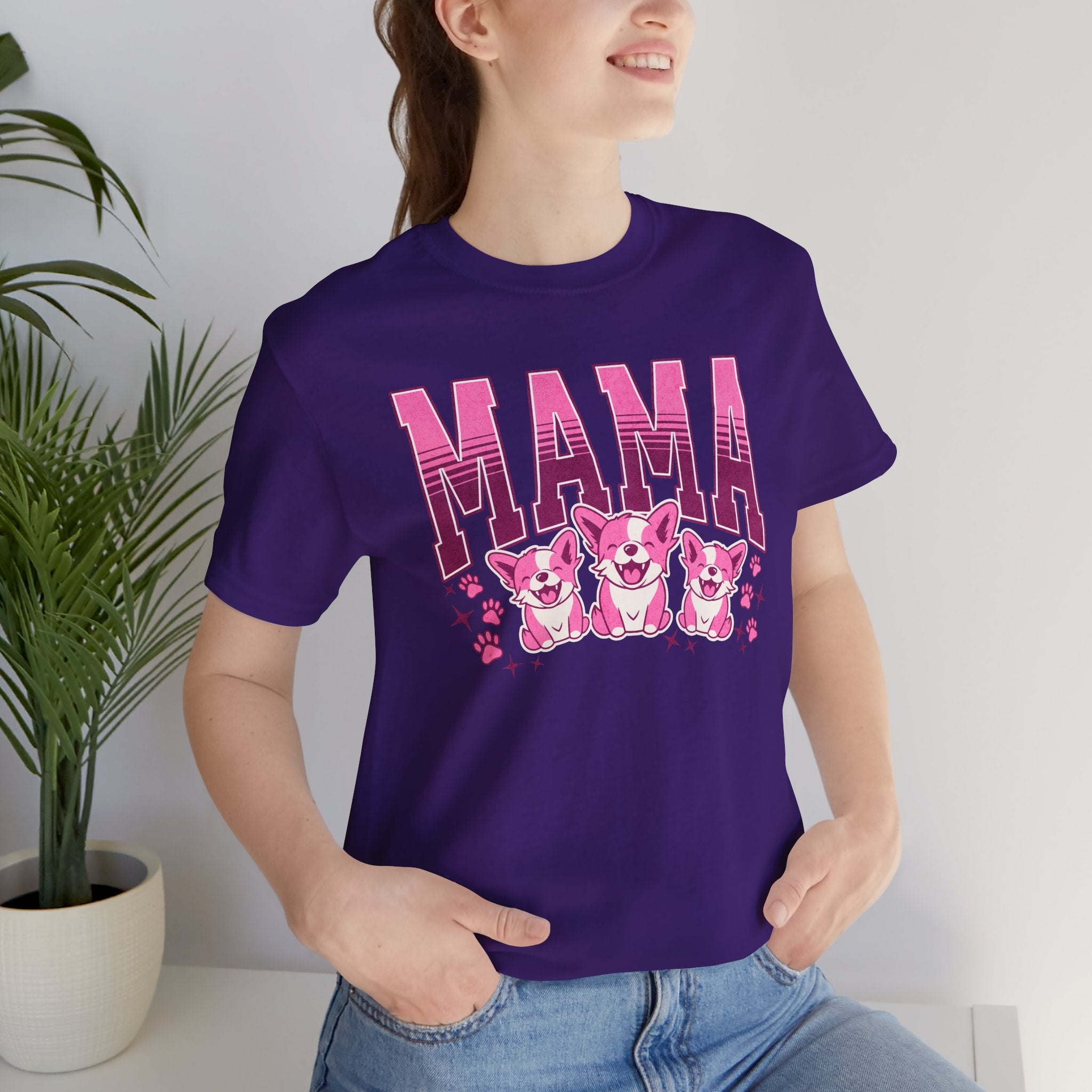 Mama Tee — Pink Corgi Mom Graphic T-Shirt