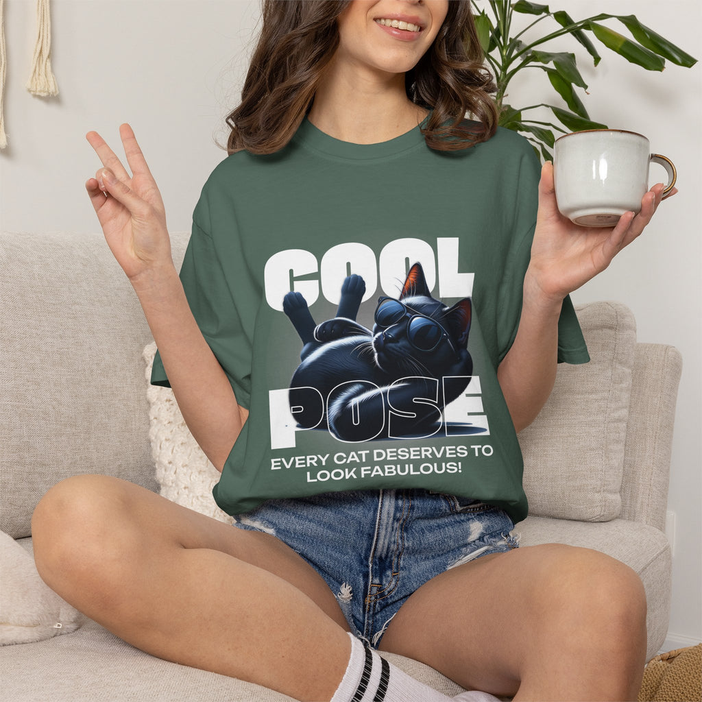 Cool Pose Cat T-Shirt — "Every Cat Deserves to Look Fabulous" Graphic Tee