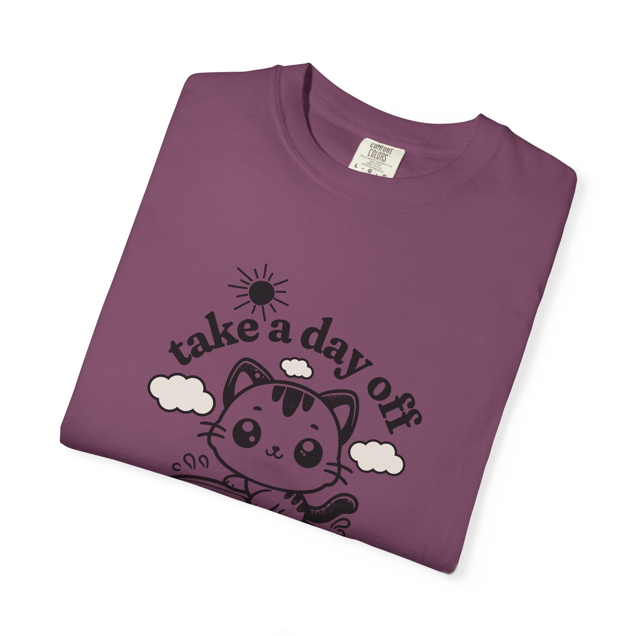 Take a Day Off Cat T-Shirt — Relaxing Kawaii Graphic Tee